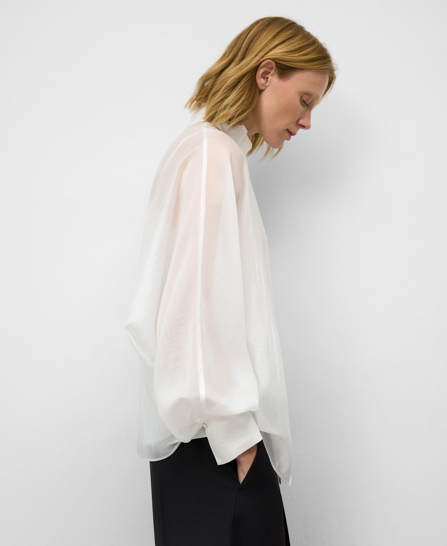 Camisa de mujer amplia semitransparente - Adolfo Dominguez - Blanco Blanco-4