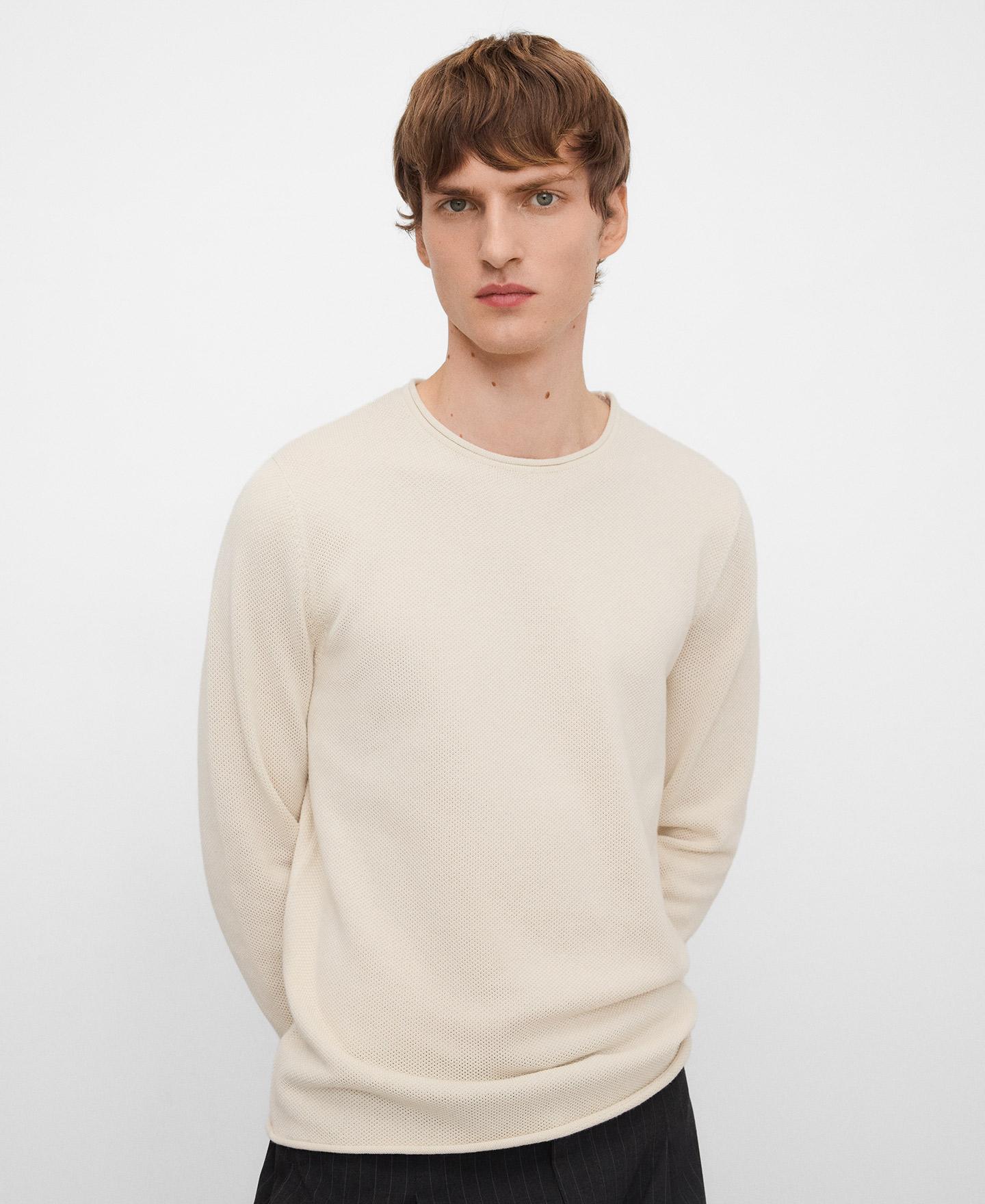 Adolfo Dominguez - Camiseta de manga larga de hombre en punto estructura con cuello rulo.