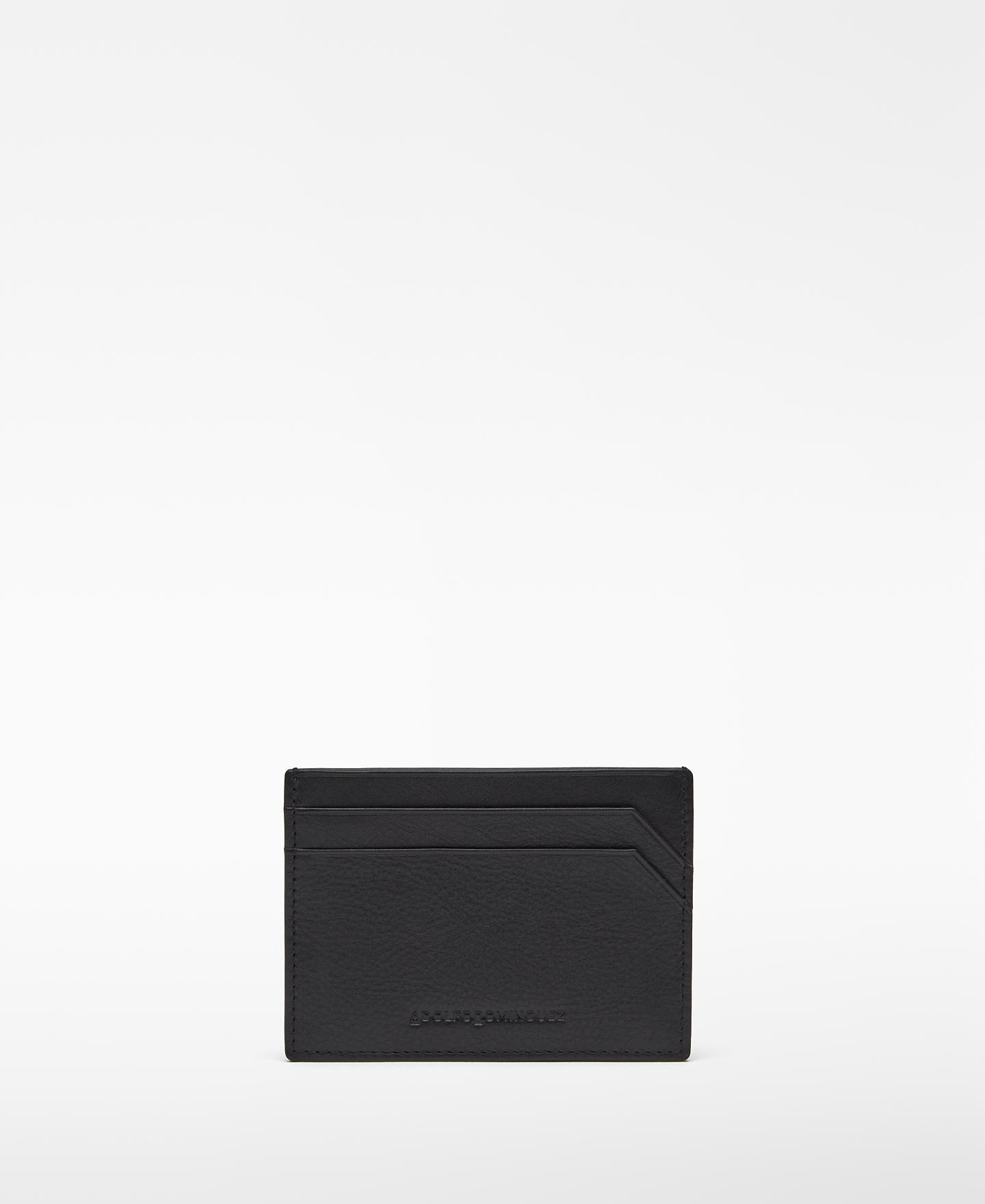 Cartera de hombre tarjetero de piel - Adolfo Dominguez - Negro Negro-1