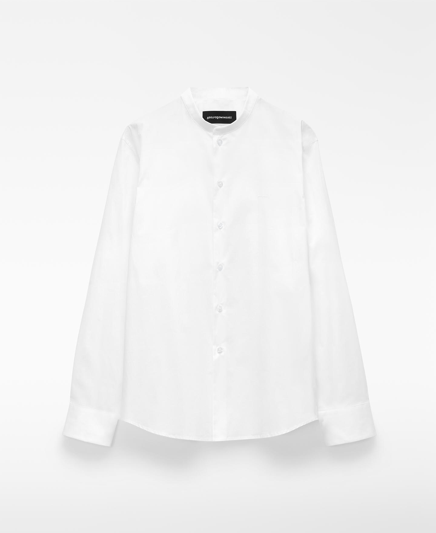 Camisa de hombre de algodón con cuello mao - Adolfo Dominguez - Blanco Blanco-6
