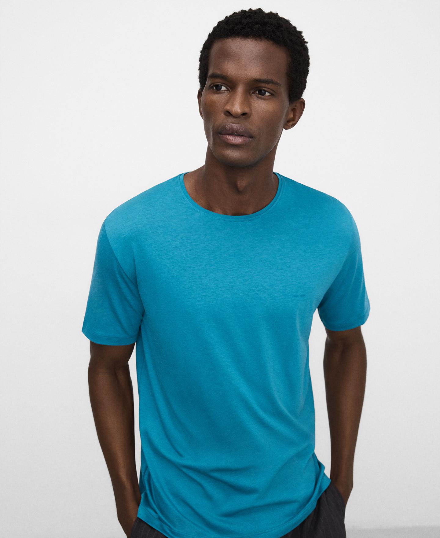 Adolfo Dominguez - Camiseta de hombre de manga corta regular fit en lyocell y algodón.