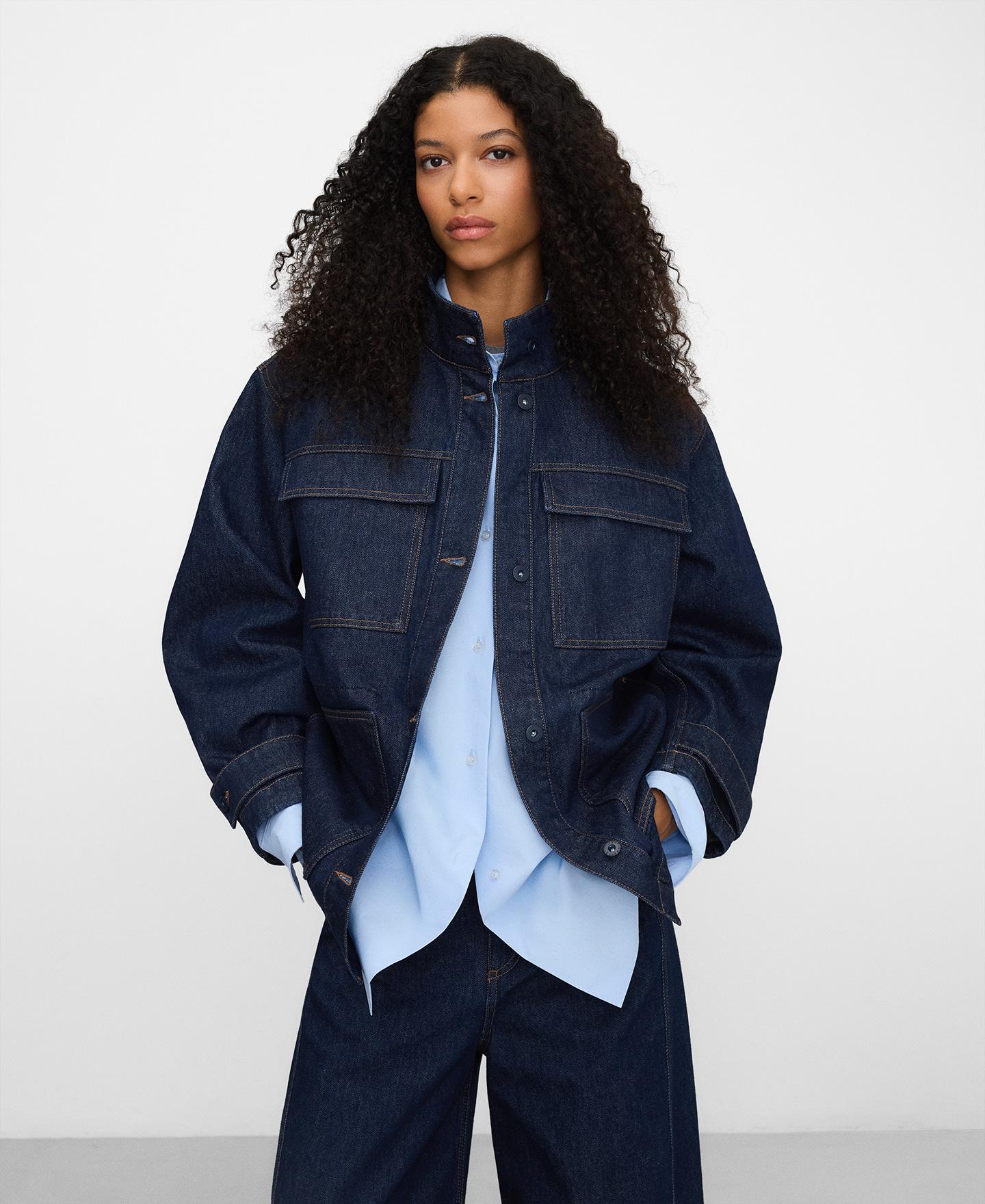 Adolfo Dominguez - Cazadora vaquera de mujer recta en denim de algodón.