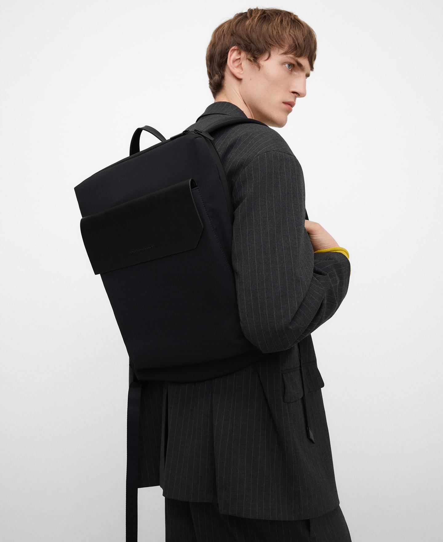 Mochila de hombre compacta de nylon - Adolfo Dominguez - Negro Negro-3