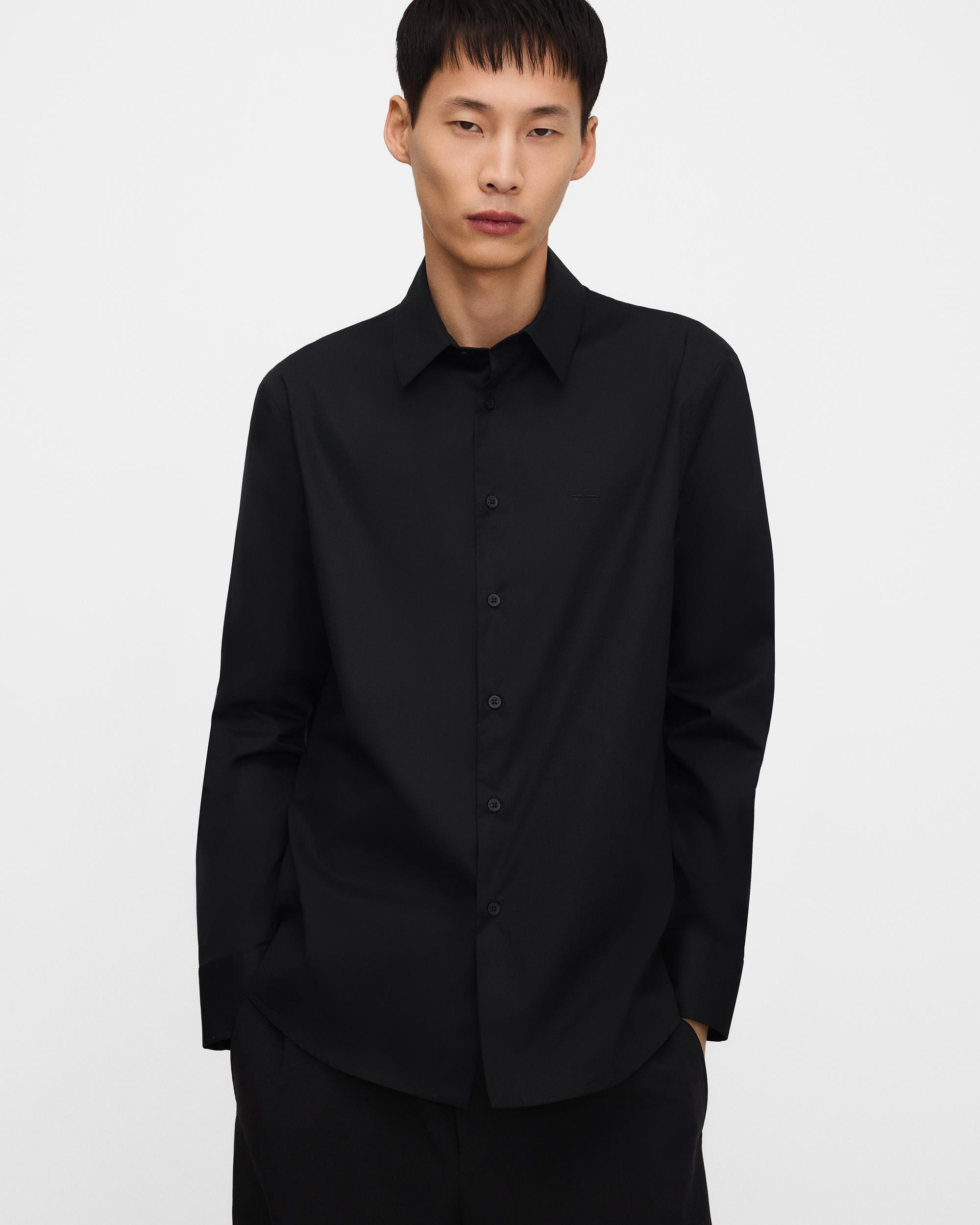 Camisa de vestir de hombre de algodón slim fit - Adolfo Dominguez - Negro Negro-1