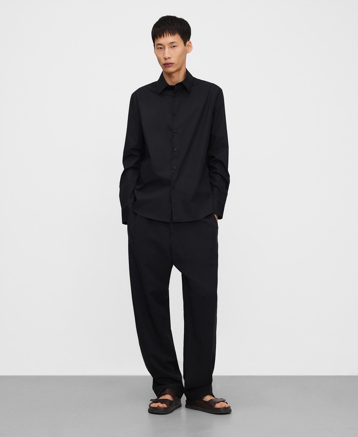 Camisa de vestir de hombre de algodón slim fit - Adolfo Dominguez - Negro Negro-2