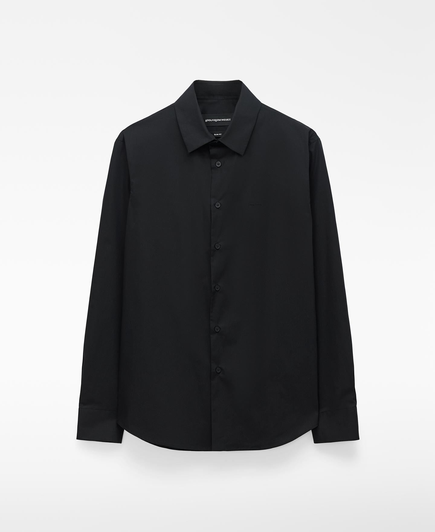 Camisa de vestir de hombre de algodón slim fit - Adolfo Dominguez - Negro Negro-7