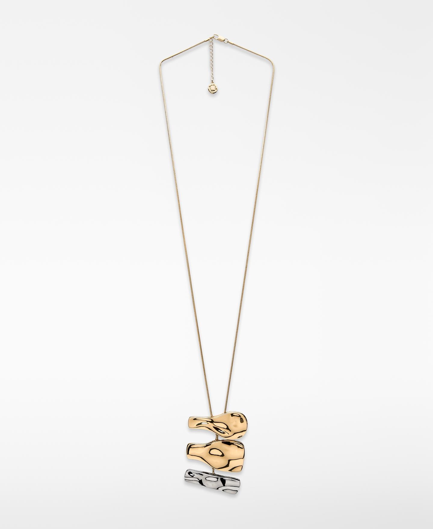 Adolfo Dominguez - Collar de mujer con piezas metálicas bicolor.