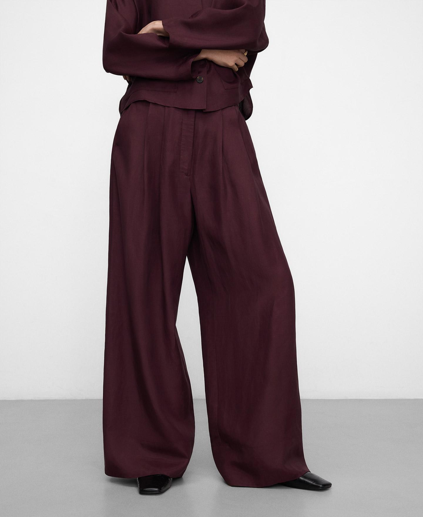 Adolfo Dominguez - Pantalones anchos de mujer con doble pinza.