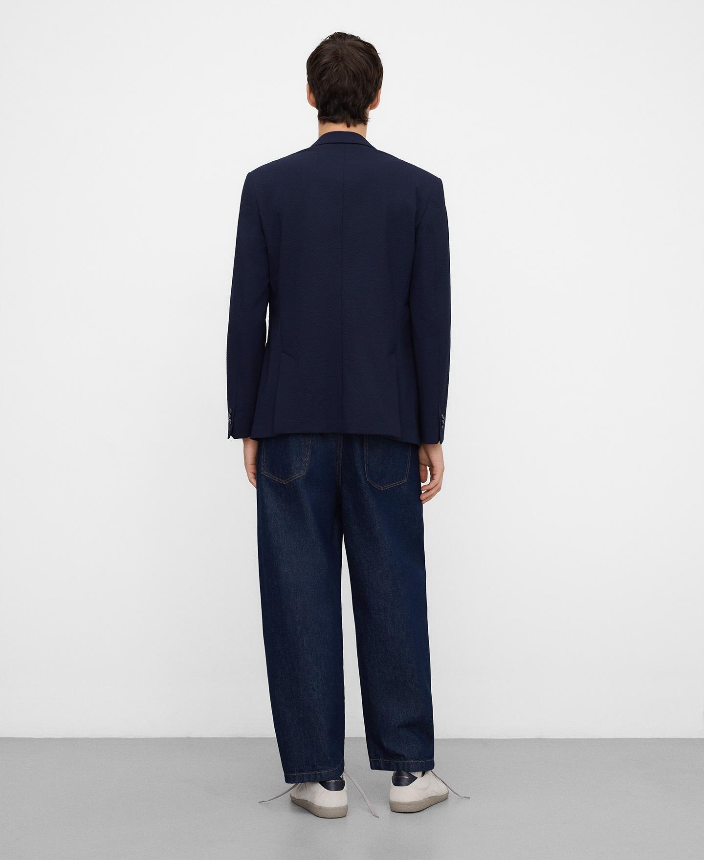 Blazer de hombre slim fit en tejido seersucker - Adolfo Dominguez - Azul marino Azul marino-3