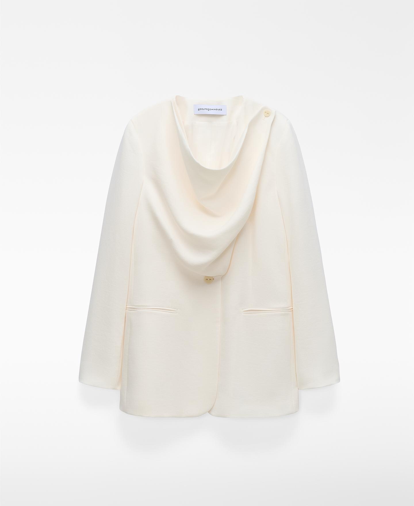 Blazer de mujer entallada con gesto en delantero - Adolfo Dominguez - Crudo Crudo-6
