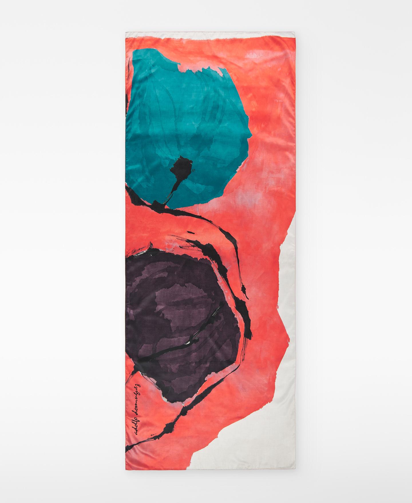 Pañuelo de mujer estampado con dobladillo - Adolfo Dominguez - Rojo / Negro Rojo / Negro-1