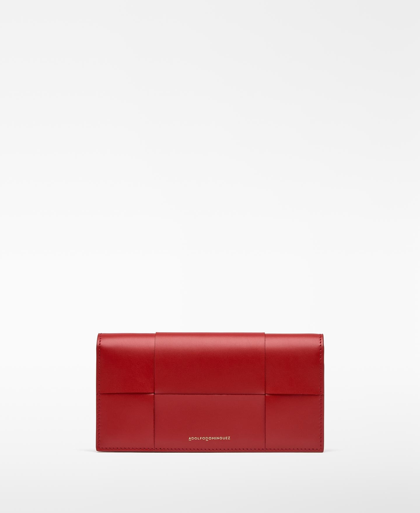 Cartera de mujer billetera Horizonte de piel - Adolfo Dominguez - Rojo Rojo-1