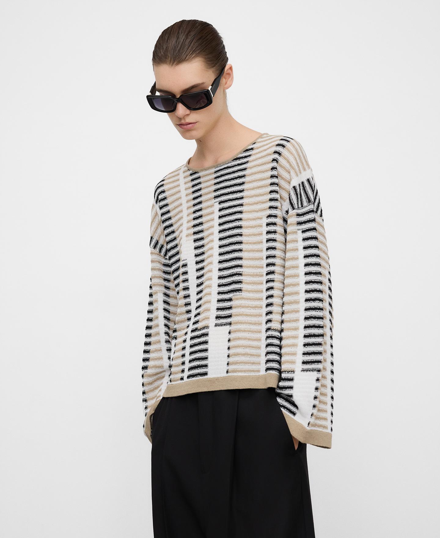 Adolfo Dominguez - Jersey de mujer de punto con jacquard de rayas.