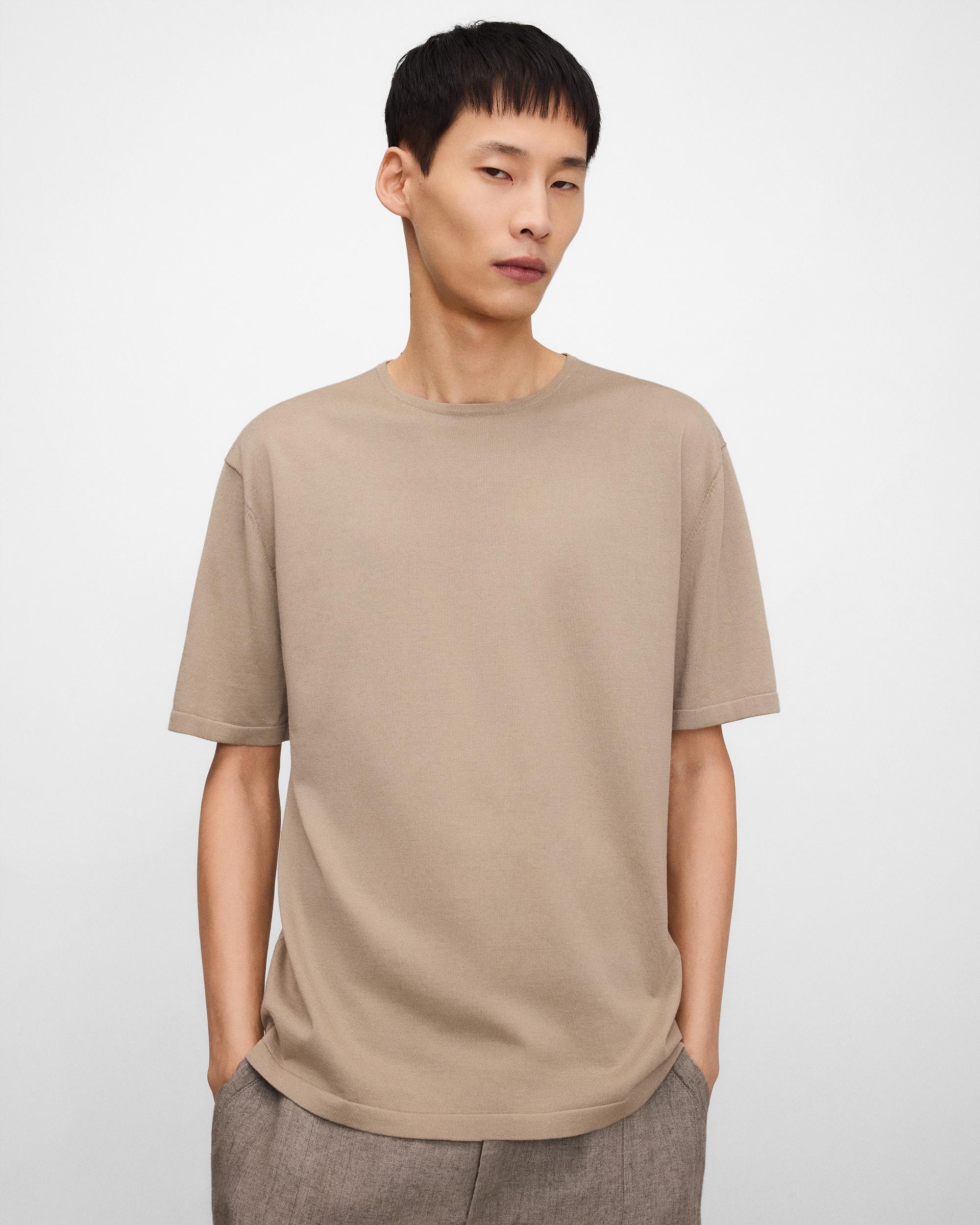 Adolfo Dominguez - Camiseta de manga corta de hombre con cuello caja en punto.