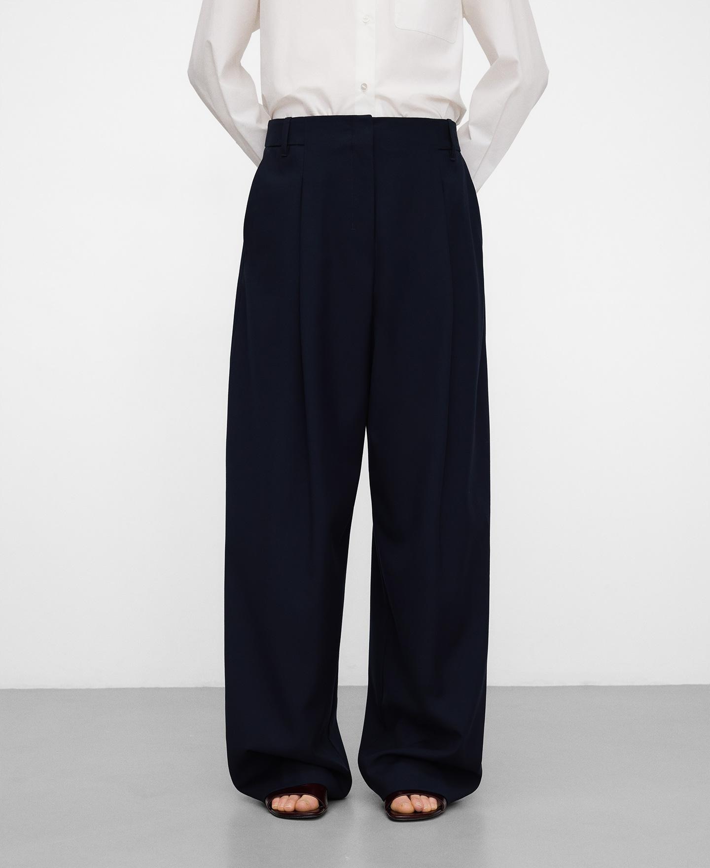 Adolfo Dominguez - Pantalones anchos de mujer barrel fit con pliegues.
