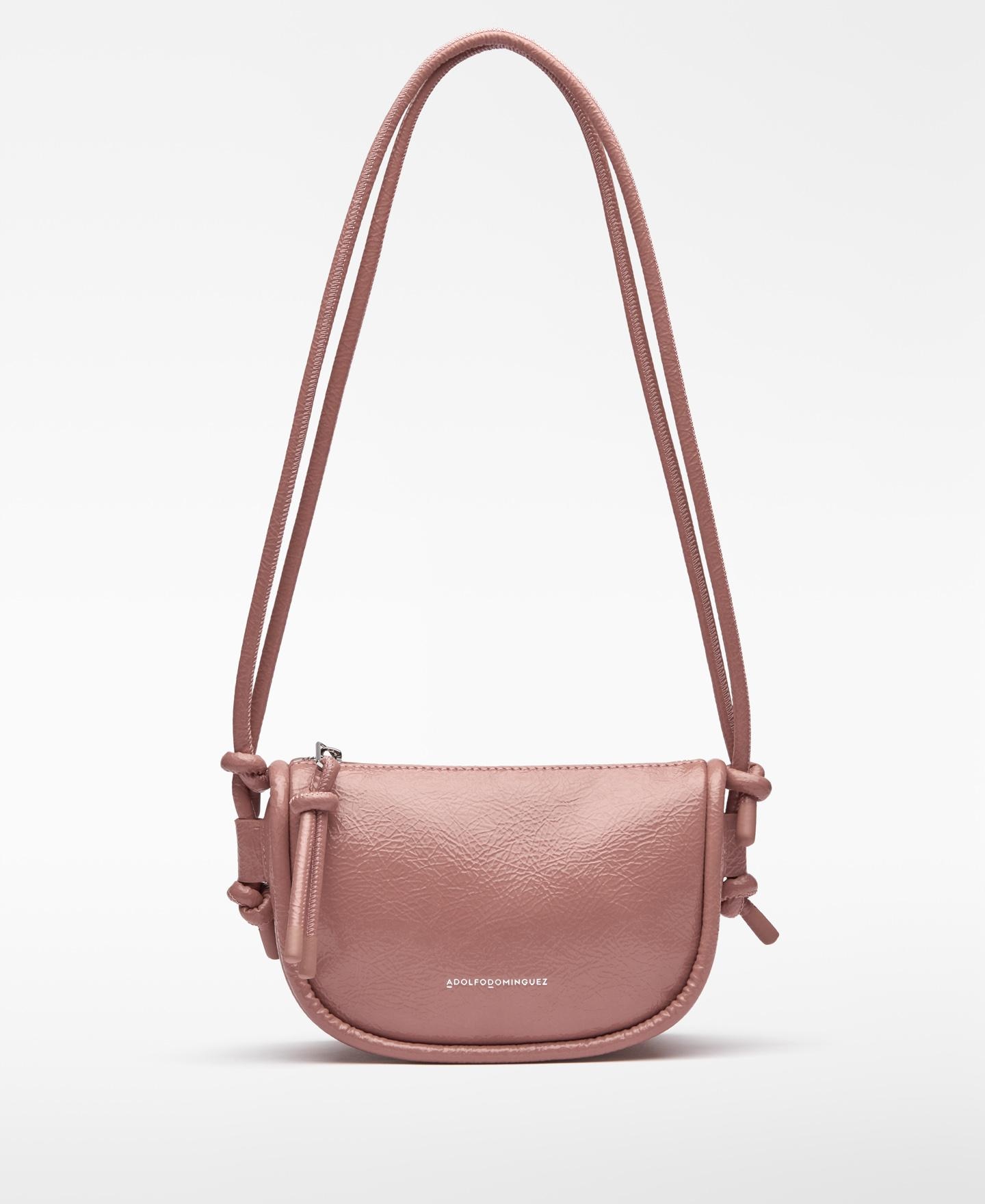 Bandolera de mujer Luna pequeña textura craquelada Malva Adolfo Dominguez · El Corte Inglés — oferta en El Corte Inglés