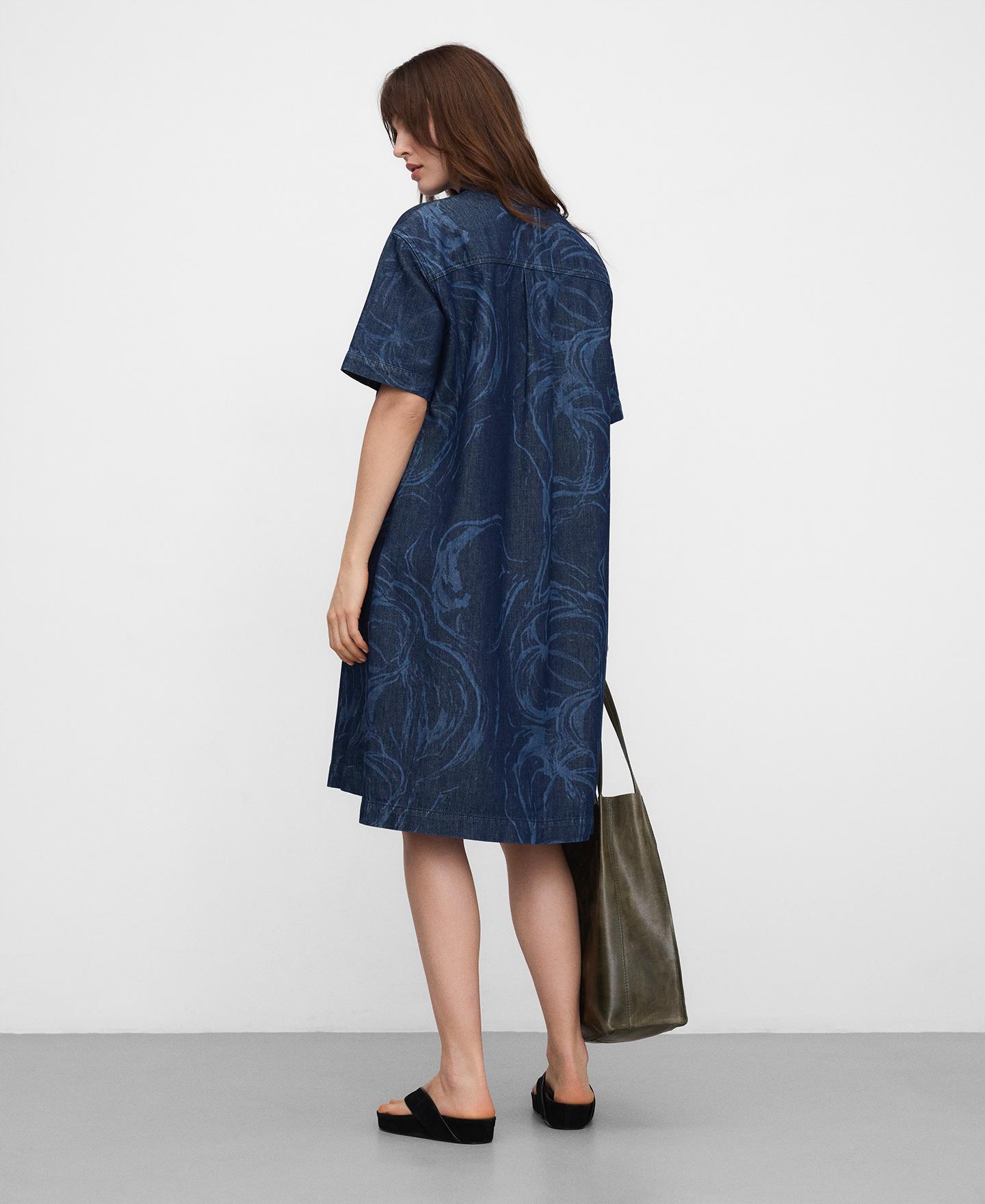 Corte Ingls Vestido Azul Marino Adolfo Dominguez Vestido Midi Camisero En  Denim Estampado Adolfo Dominguez 36/XS Azul Denim