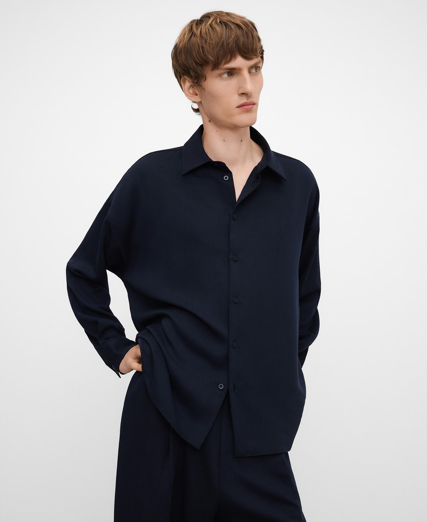 Adolfo Dominguez - Camisa de vestir de hombre oversize con cuello italiano.