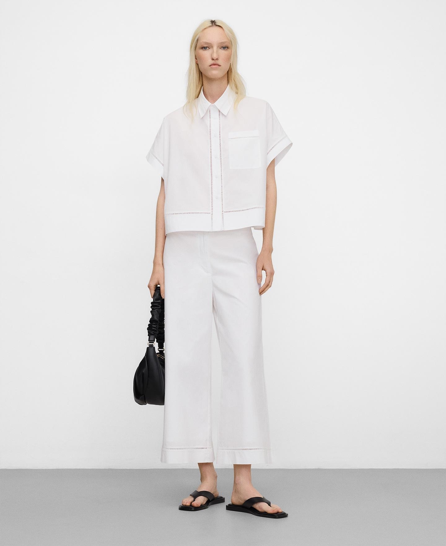 Camisa de mujer de algodón con entredós - Adolfo Dominguez - Blanco Blanco-2