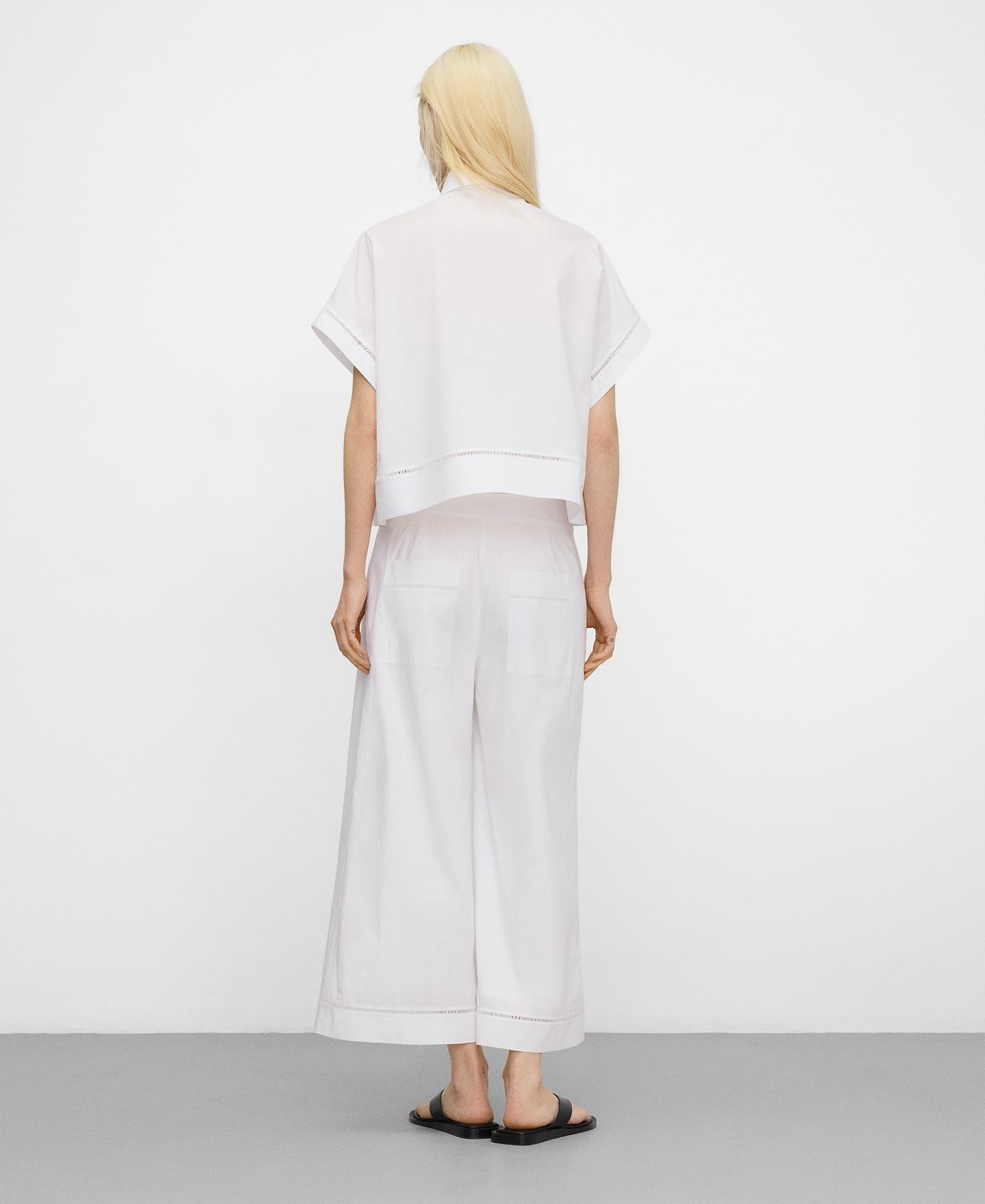 Camisa de mujer de algodón con entredós - Adolfo Dominguez - Blanco Blanco-3