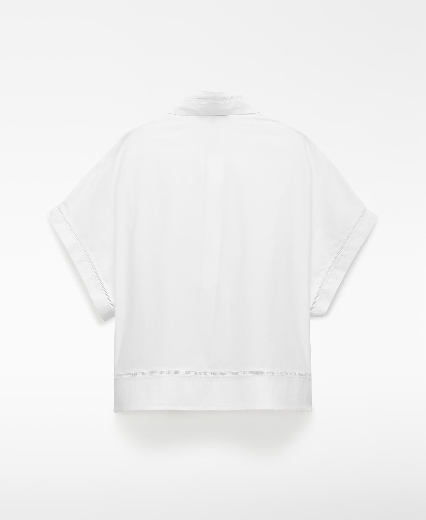 Camisa de mujer de algodón con entredós - Adolfo Dominguez - Blanco Blanco-5