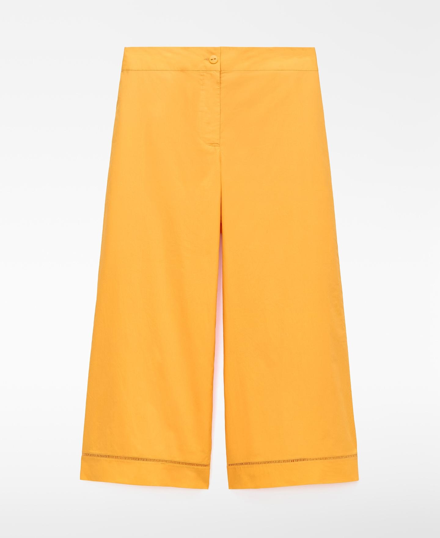 Pantalones rectos de mujer de algodón con entredós - Adolfo Dominguez - Naranja Naranja-6