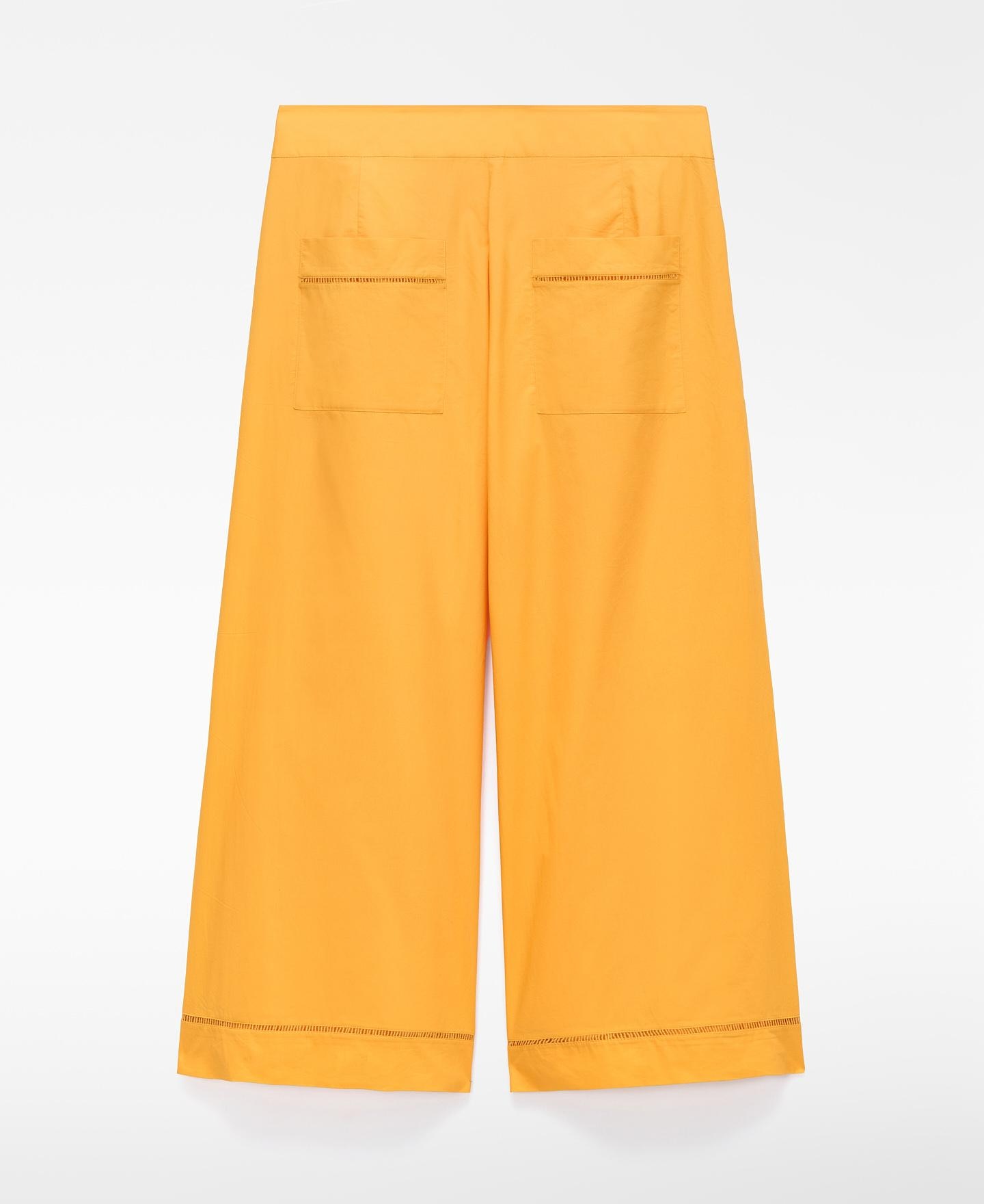 Pantalones rectos de mujer de algodón con entredós - Adolfo Dominguez - Naranja Naranja-5