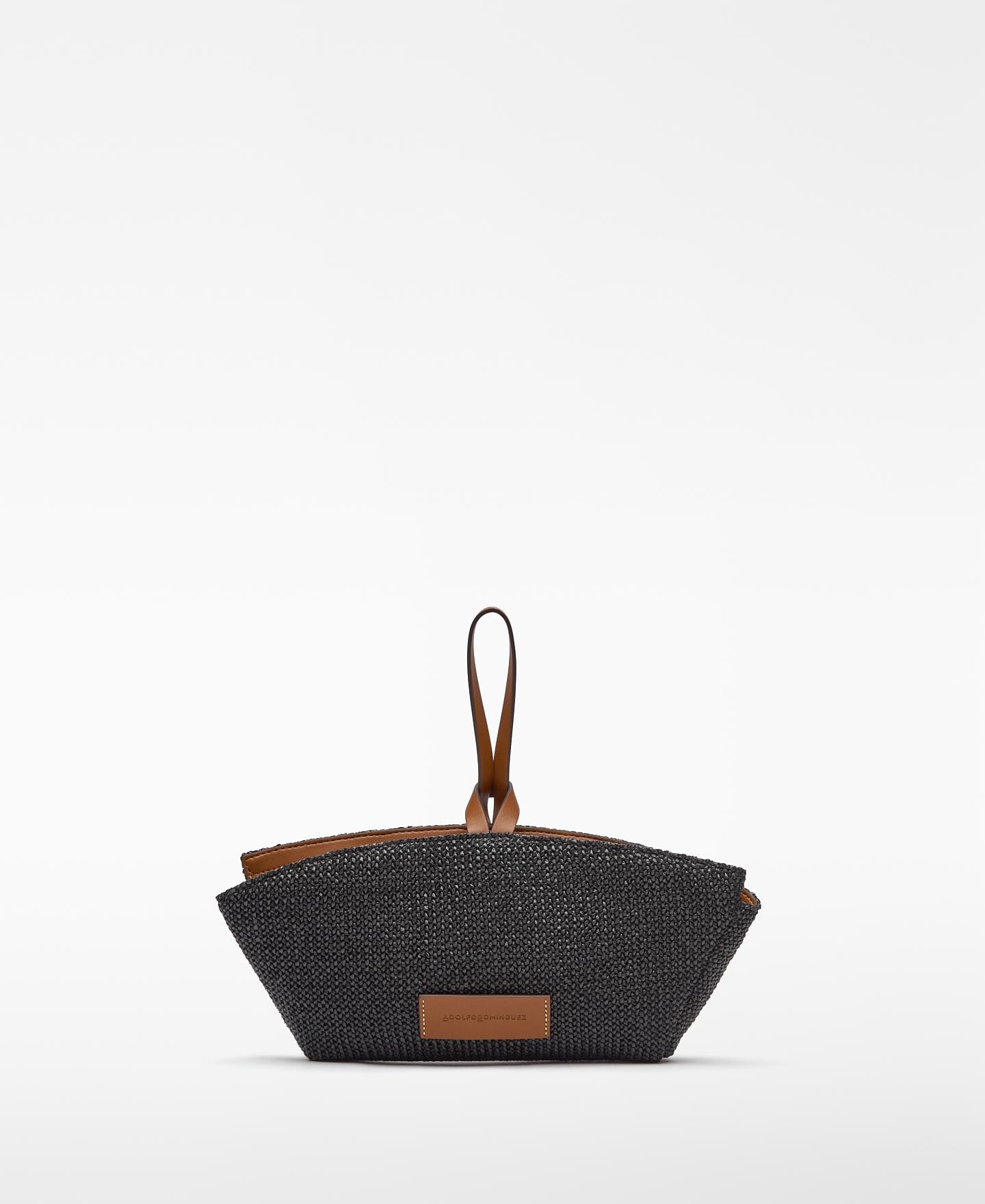Bolso pequeño de mujer Eclipse con textura de rafia - Adolfo Dominguez - Negro Negro-1