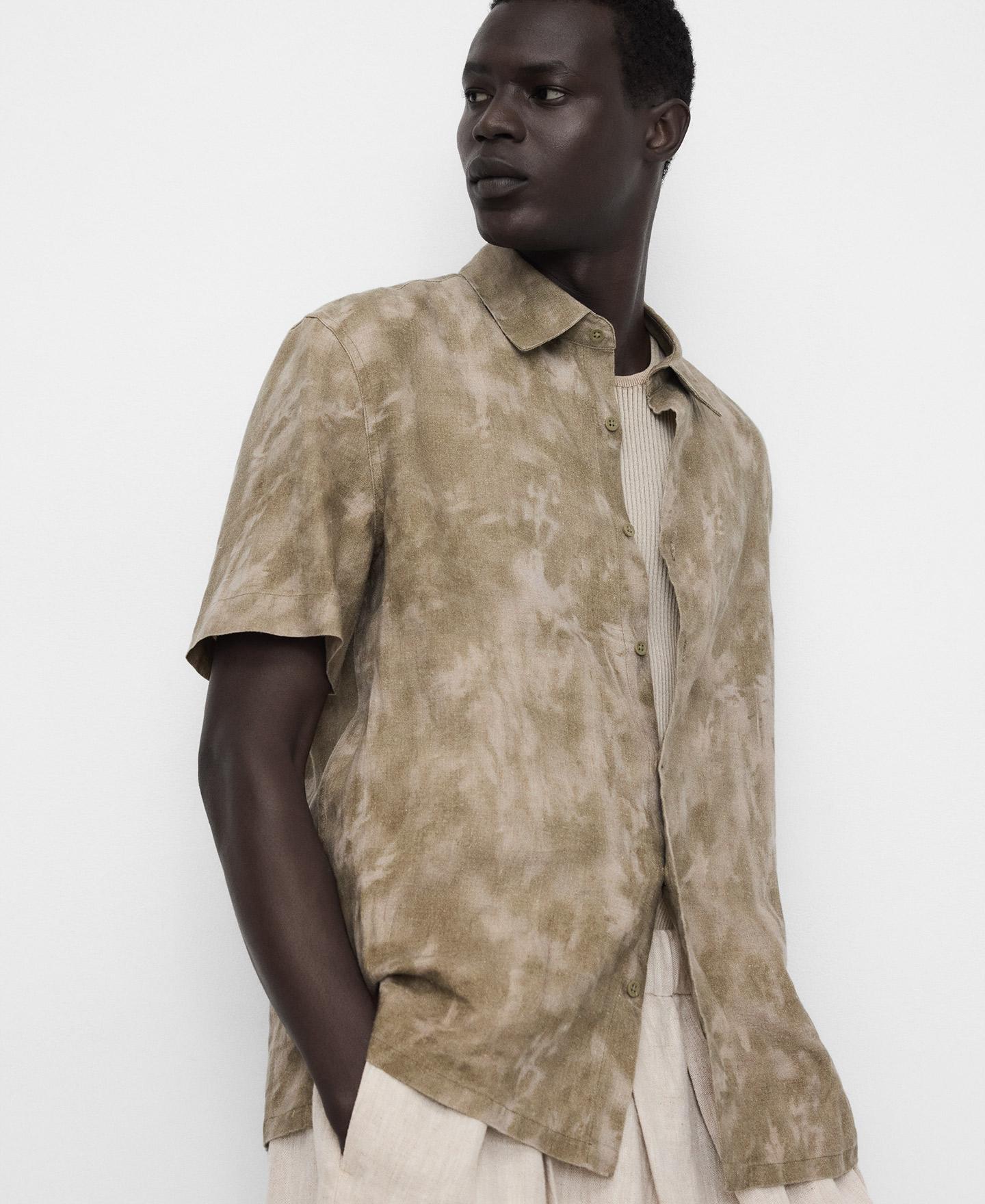 Adolfo Dominguez - Camisa de lino de hombre regular fit tie dye en lino europeo.
