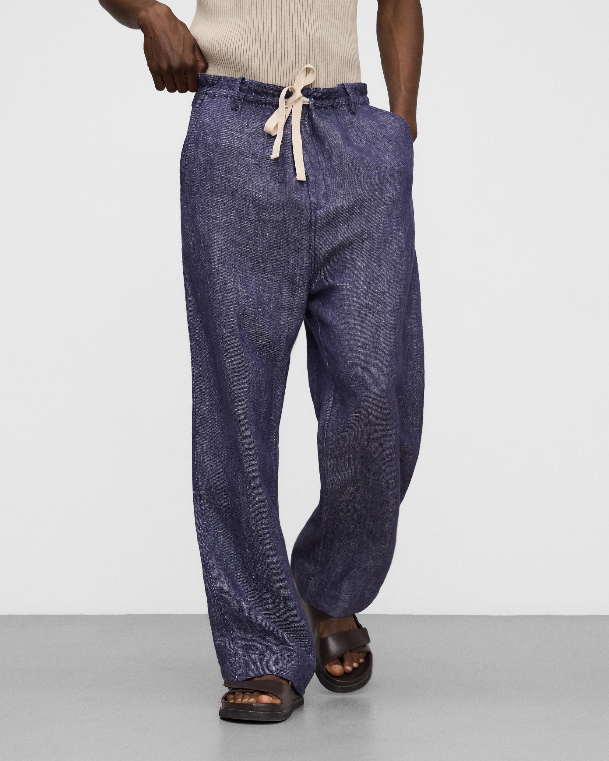 Adolfo Dominguez - Pantalones de lino de hombre relaxed fit en lino europeo.