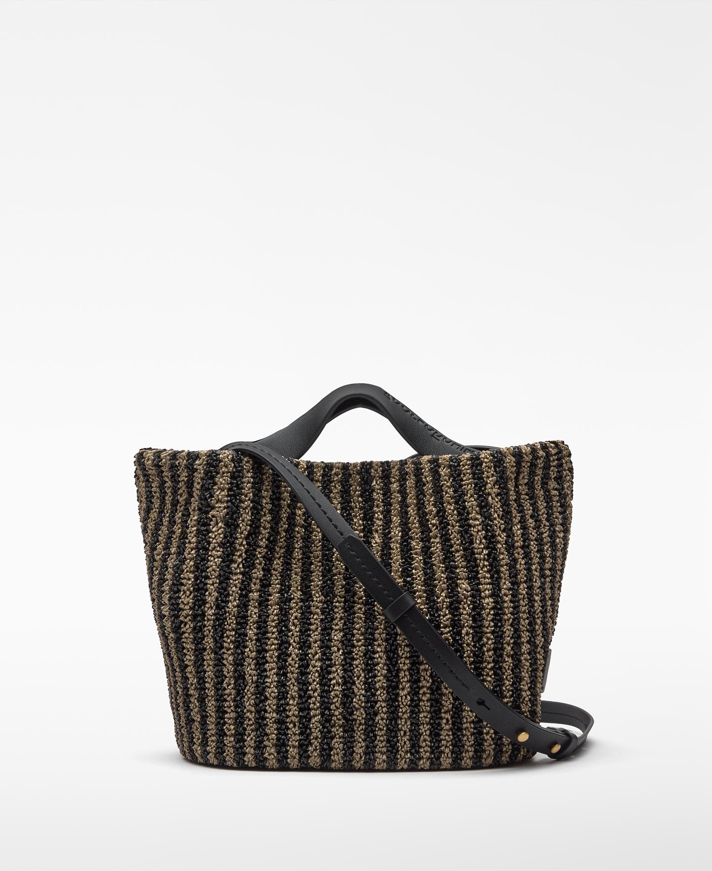 Imagen 0 de Bolso de mano de mujer de rayas con textura de rafia