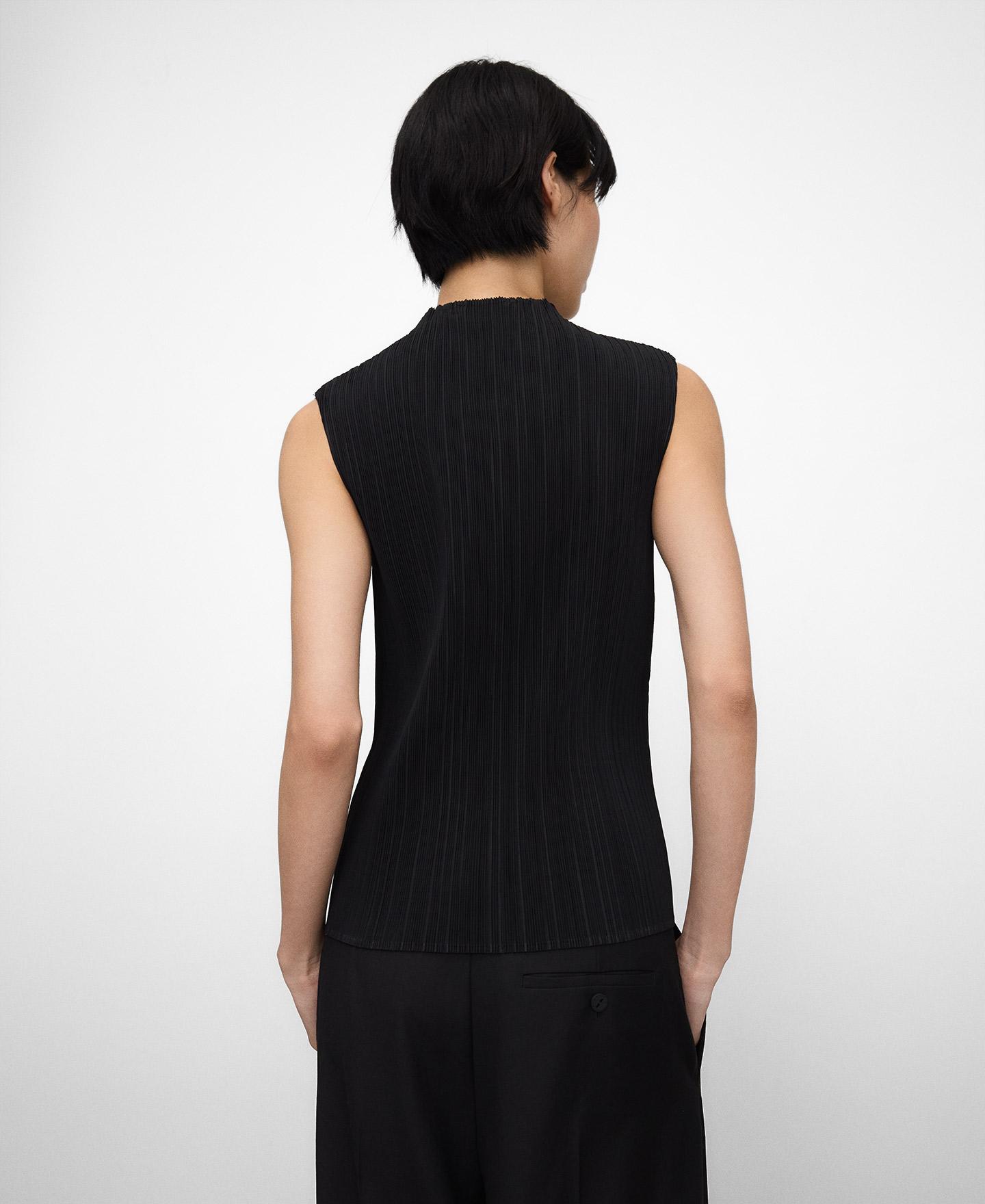 Top de mujer de crinkle con cuello perkins - Adolfo Dominguez - Negro Negro-3