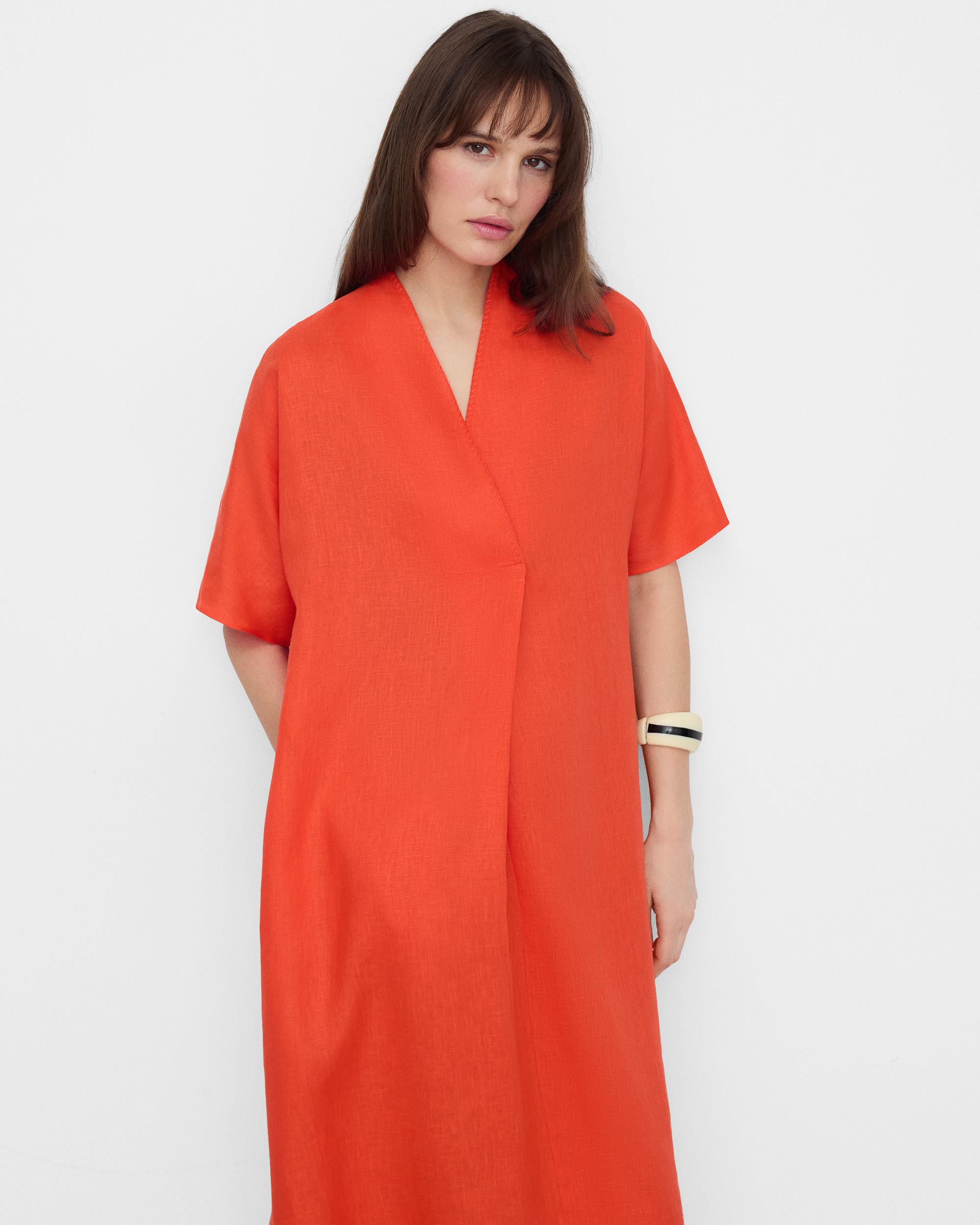 Adolfo Dominguez - Vestido midi relaxed fit en lino europeo.