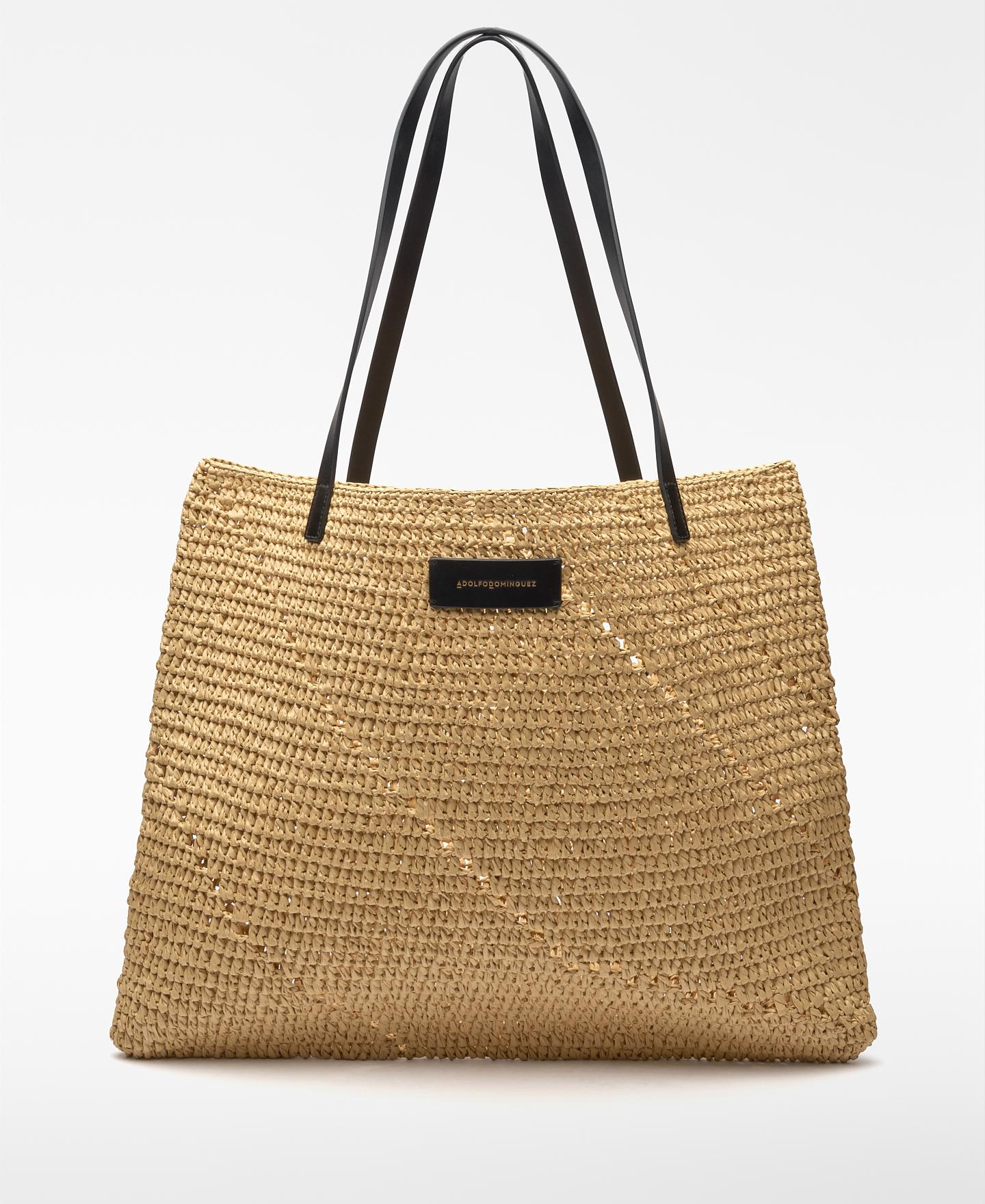 Imagen 0 de Shopper de mujer grande con textura de rafia Natural