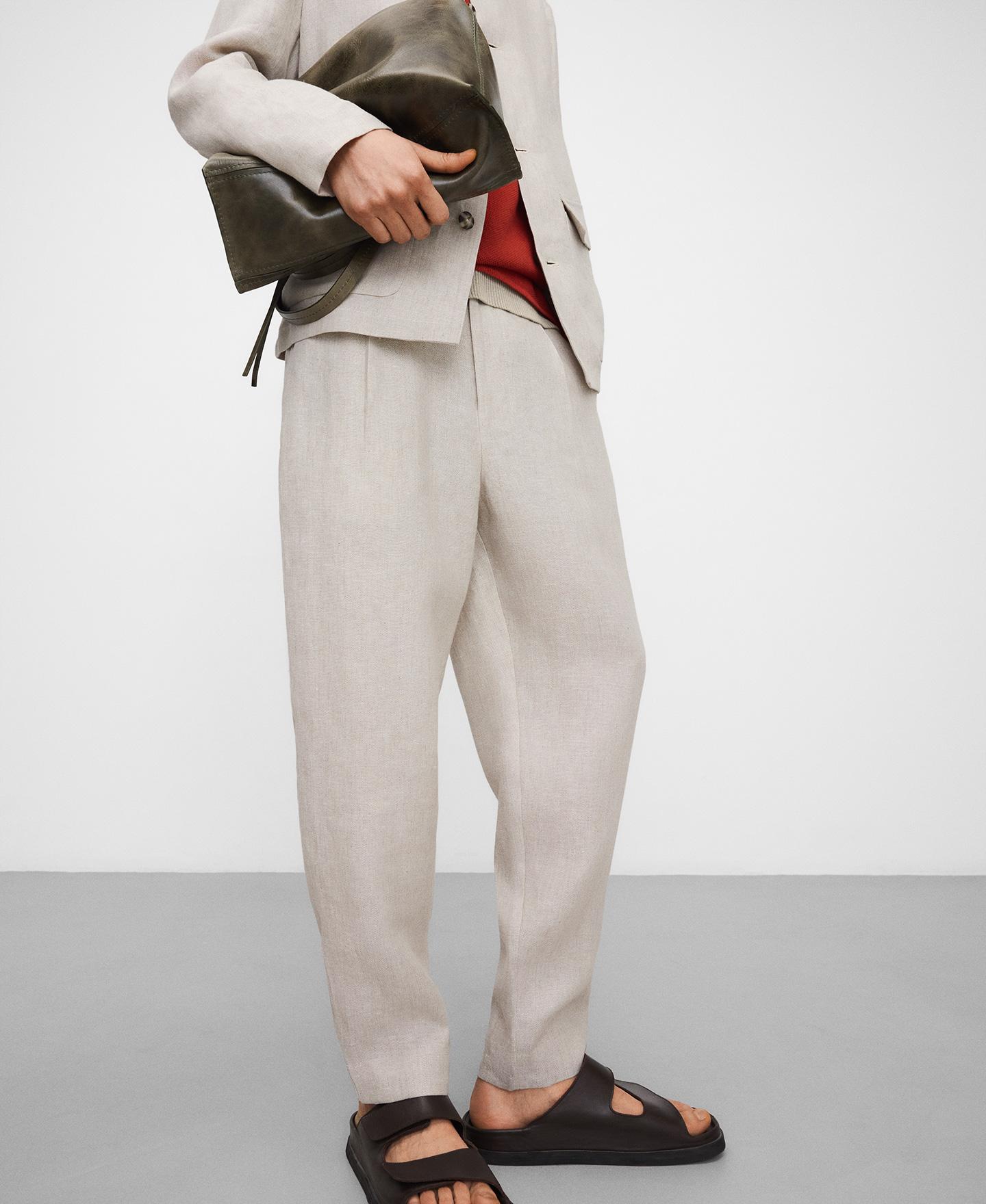 Adolfo Dominguez - Pantalones de lino de hombre semi-jogger en lino europeo.