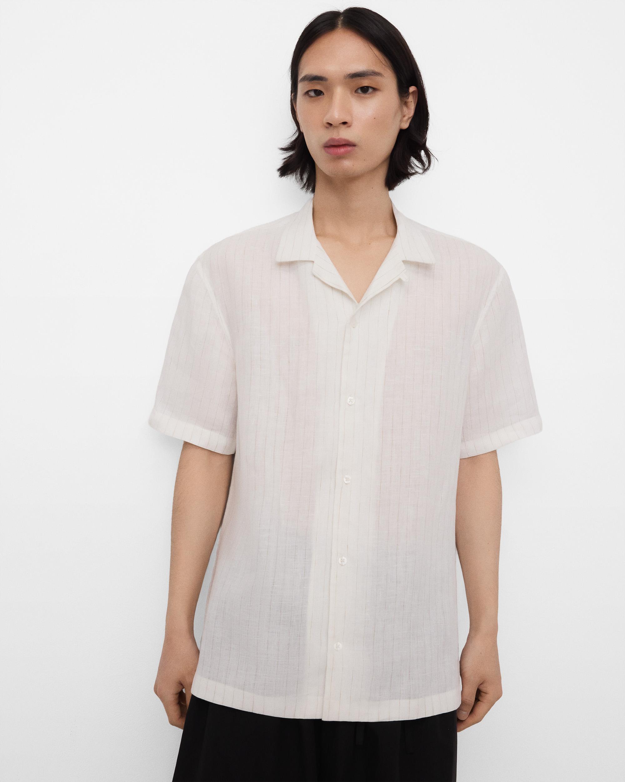 Camisa de lino de hombre de rayas en lino europeo