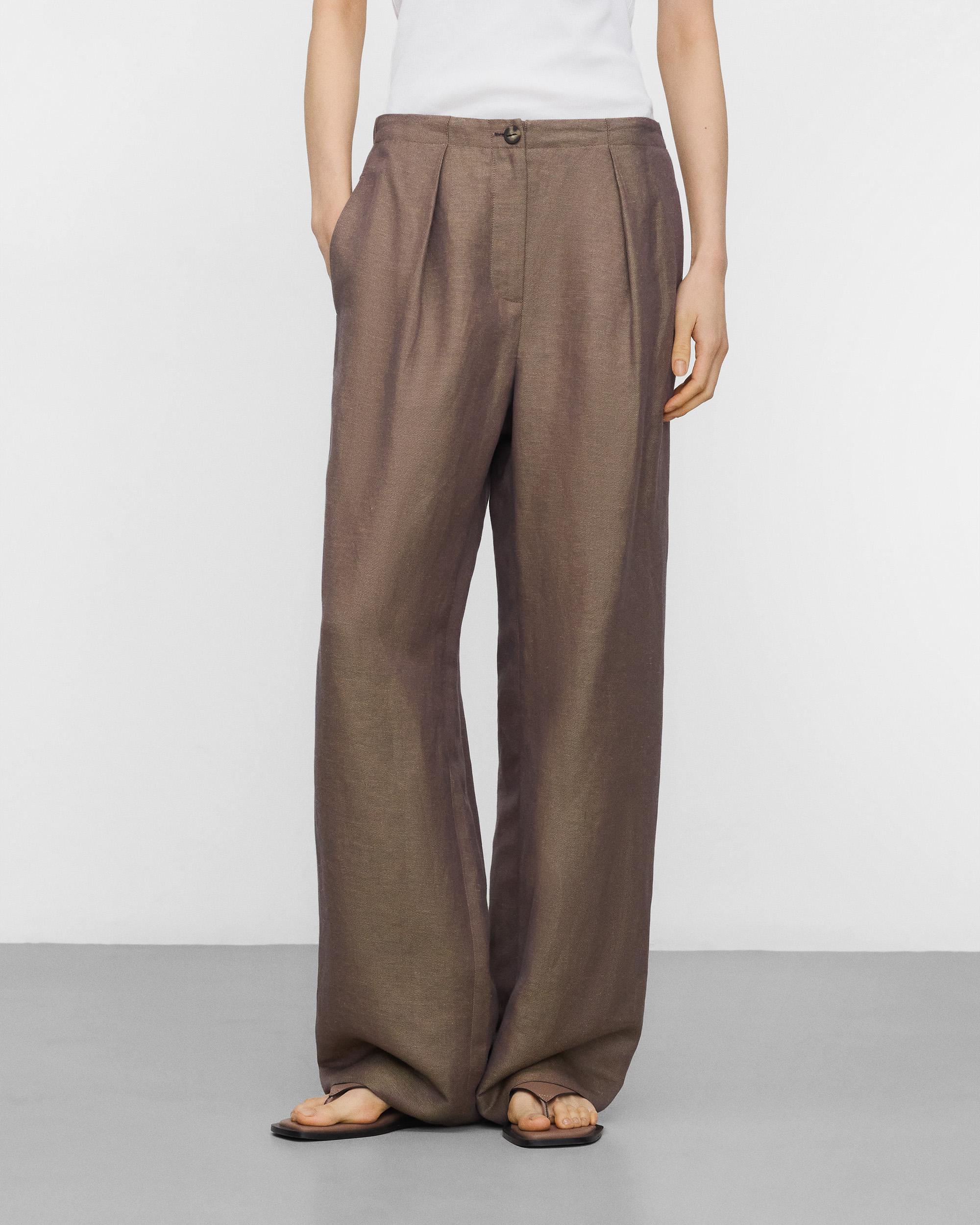 Adolfo Dominguez - Pantalones rectos de mujer con pliegues.