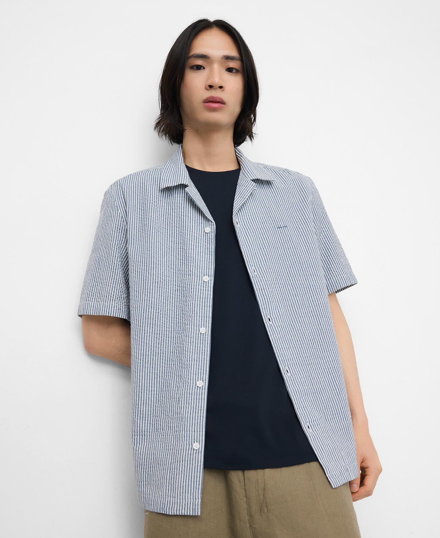 Camisa de hombre en tejido seersucker de algodón