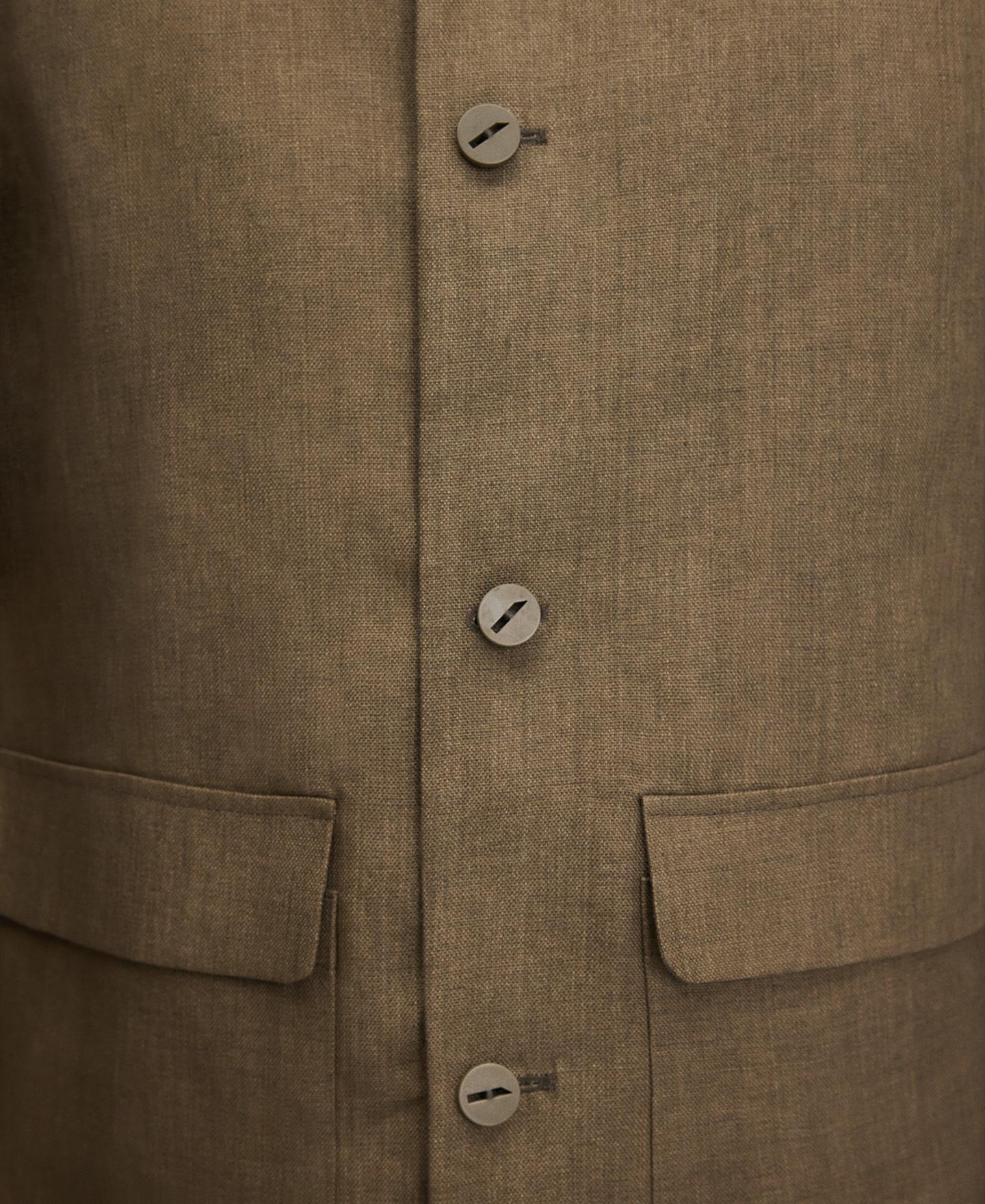 Blazer de hombre en lino europeo con cuello mao - Adolfo Dominguez - Kaki Kaki-5