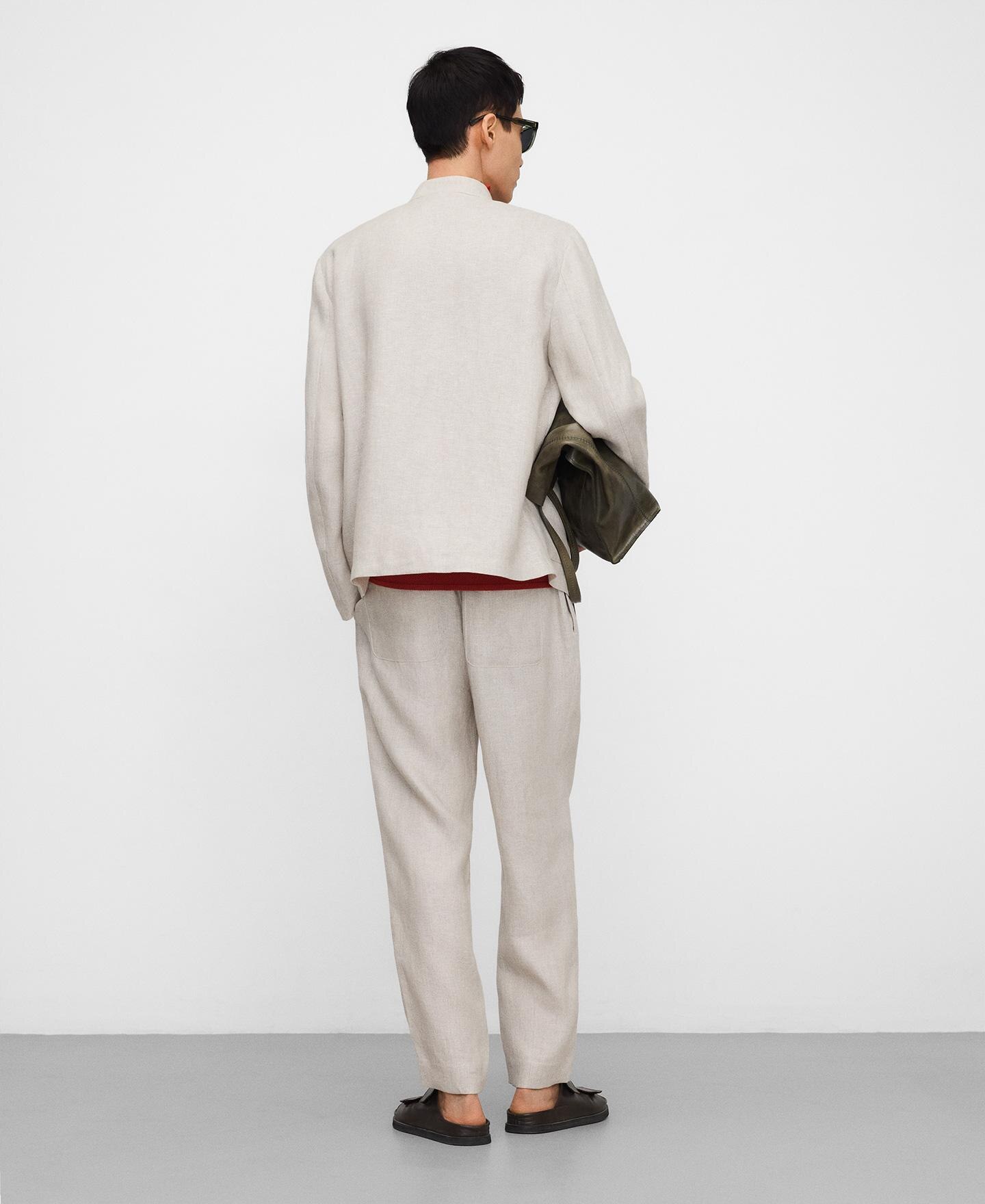 Blazer de hombre en lino europeo con cuello mao - Adolfo Dominguez - Natural Natural-3