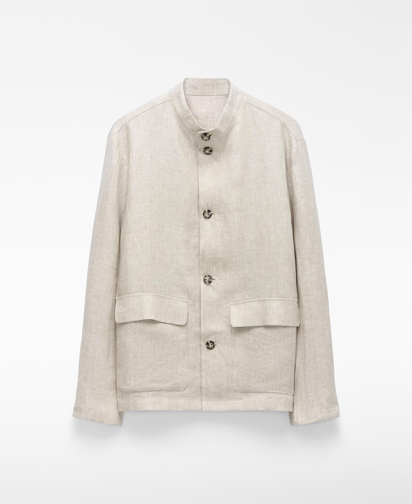 Blazer de hombre en lino europeo con cuello mao - Adolfo Dominguez - Natural Natural-6