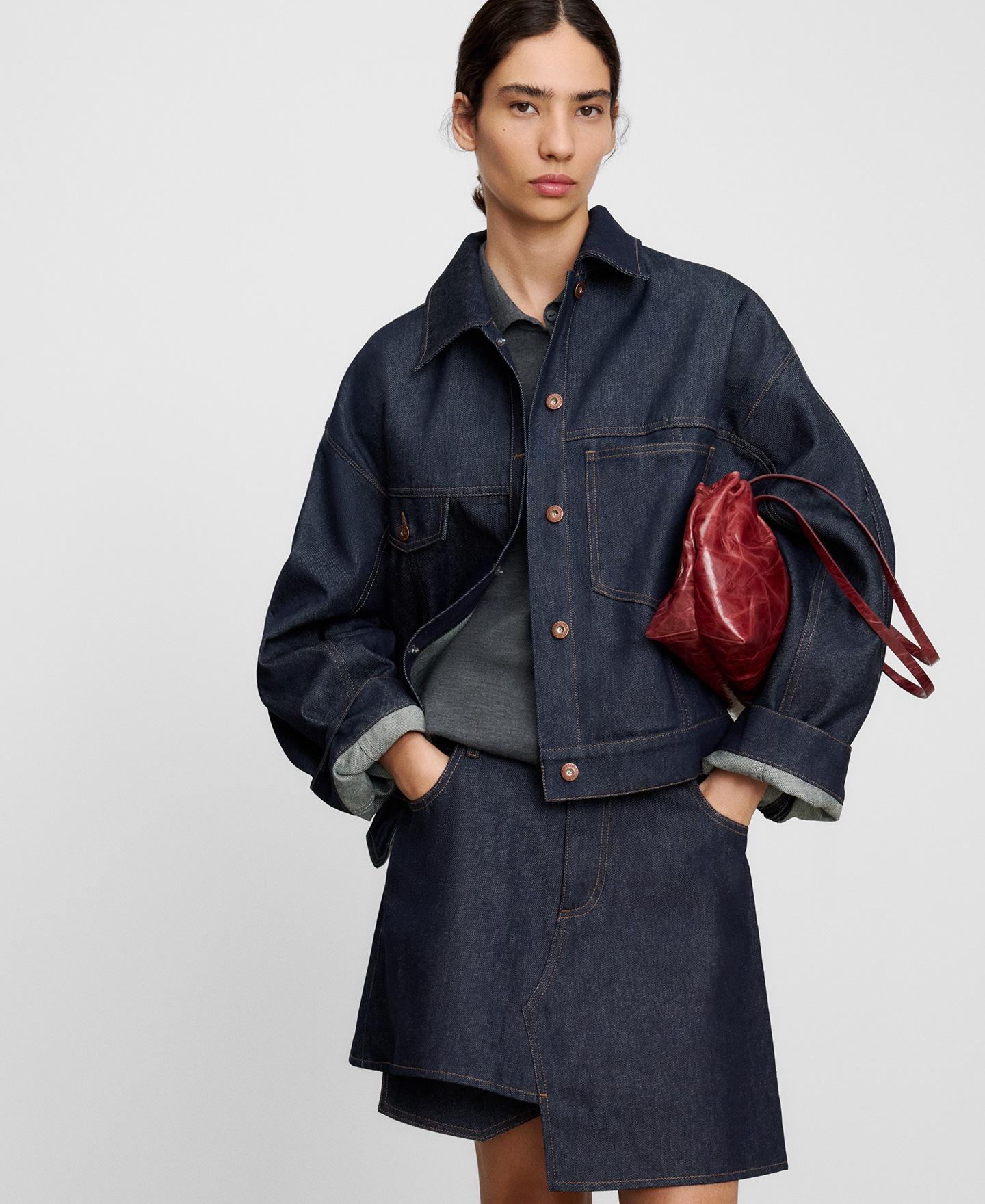 Chaqueta asimétrica de mujer en denim de algodón - Adolfo Dominguez - Azul marino Azul marino-1