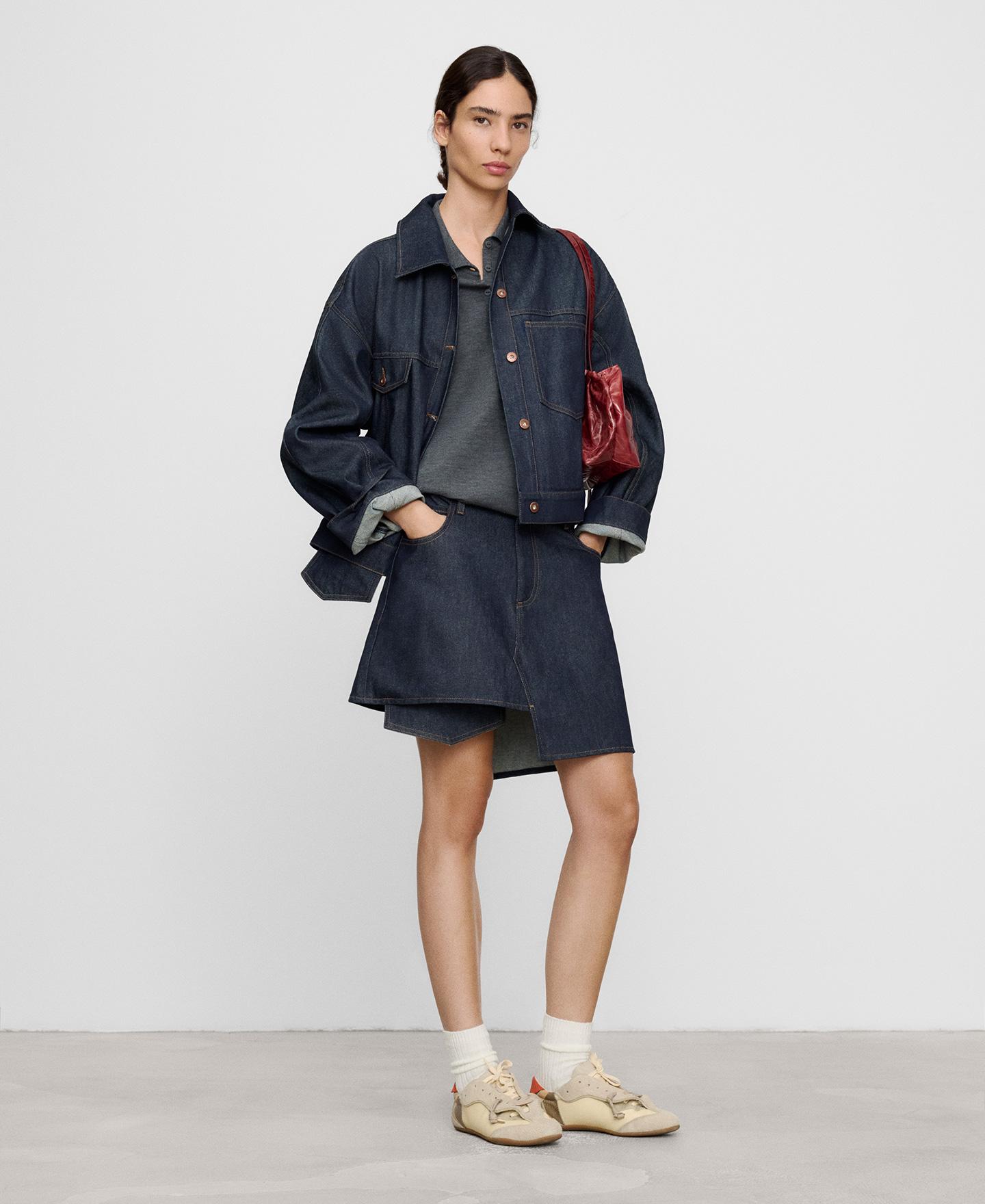 Chaqueta asimétrica de mujer en denim de algodón - Adolfo Dominguez - Azul marino Azul marino-2