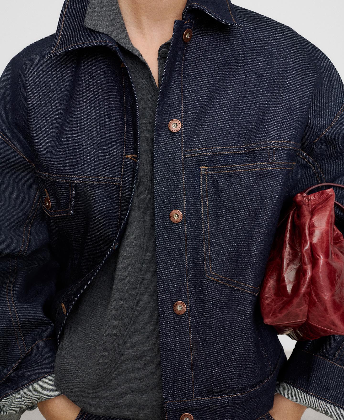 Chaqueta asimétrica de mujer en denim de algodón - Adolfo Dominguez - Azul marino Azul marino-4