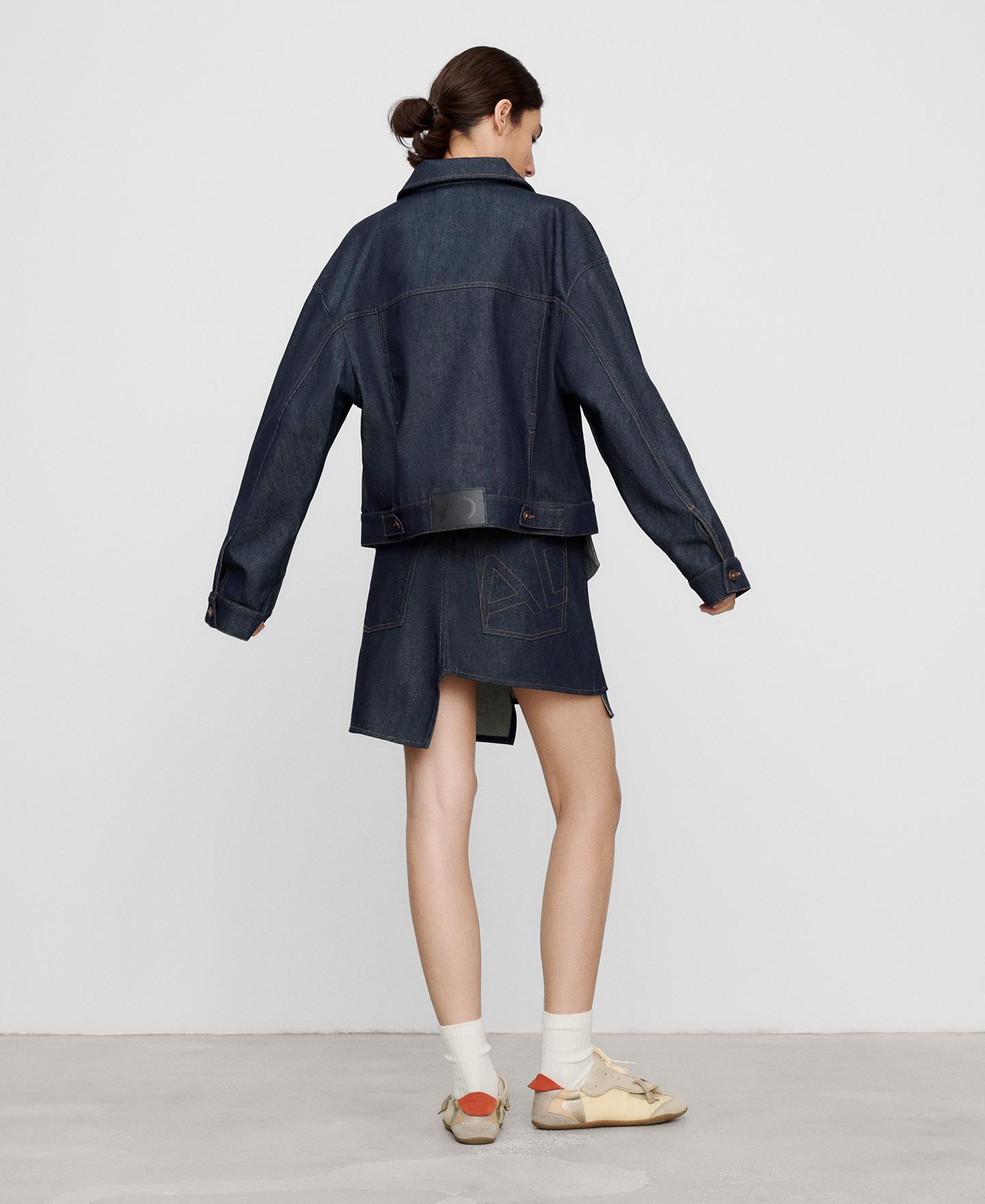 Minifalda asimétrica en denim de algodón - Adolfo Dominguez - Azul marino Azul marino-3