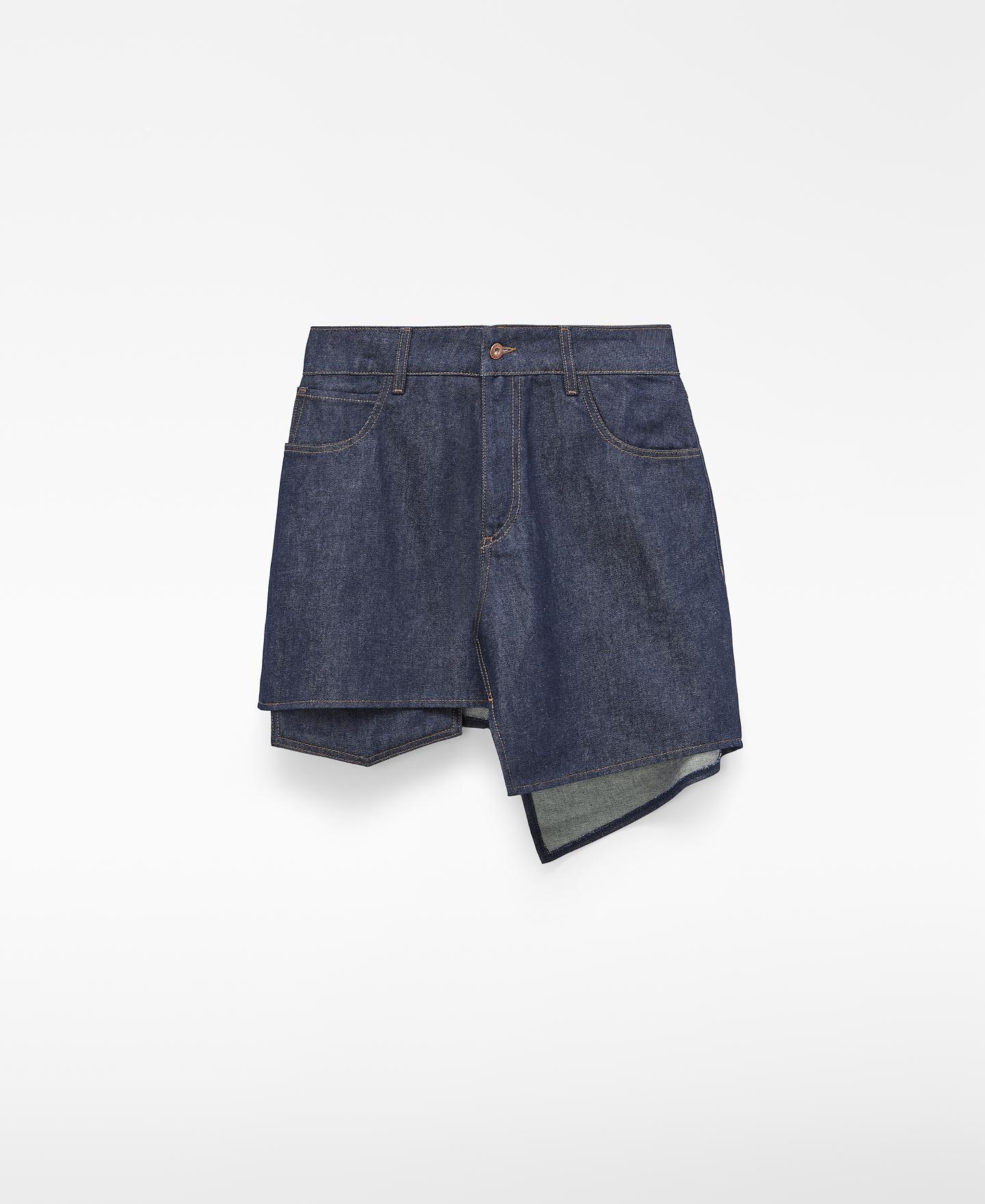 Minifalda asimétrica en denim de algodón - Adolfo Dominguez - Azul marino Azul marino-6
