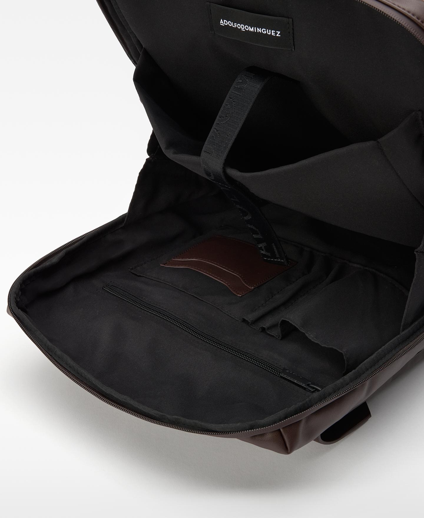 Mochila de hombre bolso compacto con bolsillo exterior - Adolfo Dominguez - Marrón oscuro Marrón oscuro-3