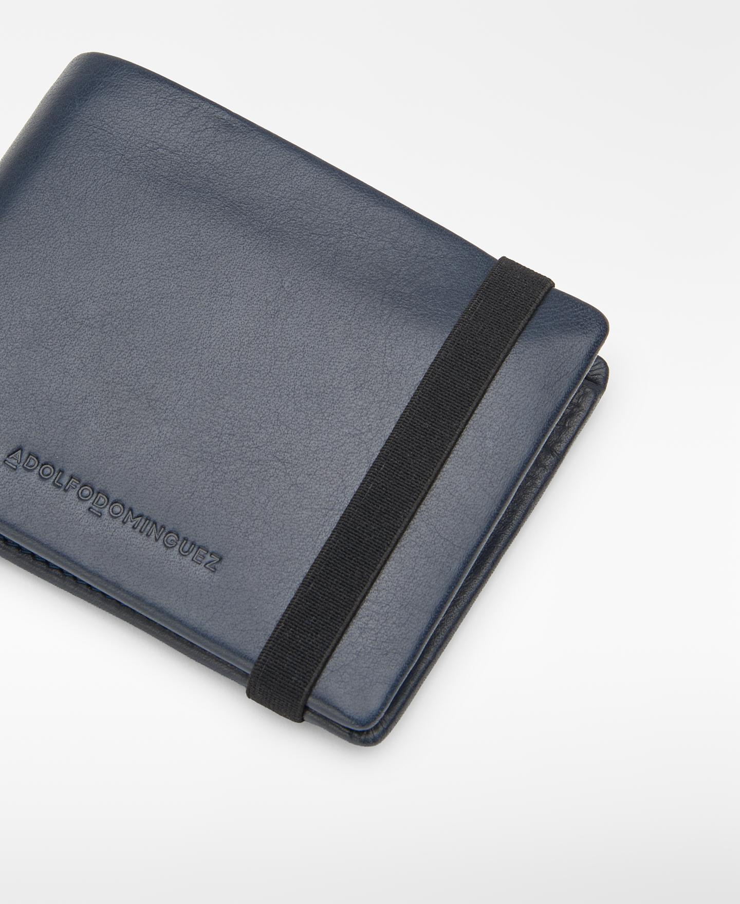 Cartera de hombre desplegable de piel con cierre elástico Azul marino Adolfo Dominguez Azul marino-3