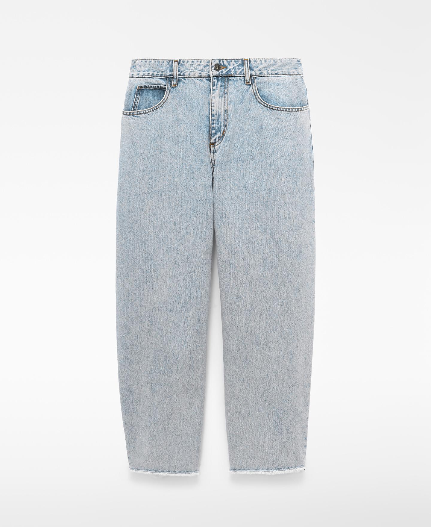 Pantalón de mujer ancho barrel fit en denim - Adolfo Dominguez - Azul claro Azul claro-5
