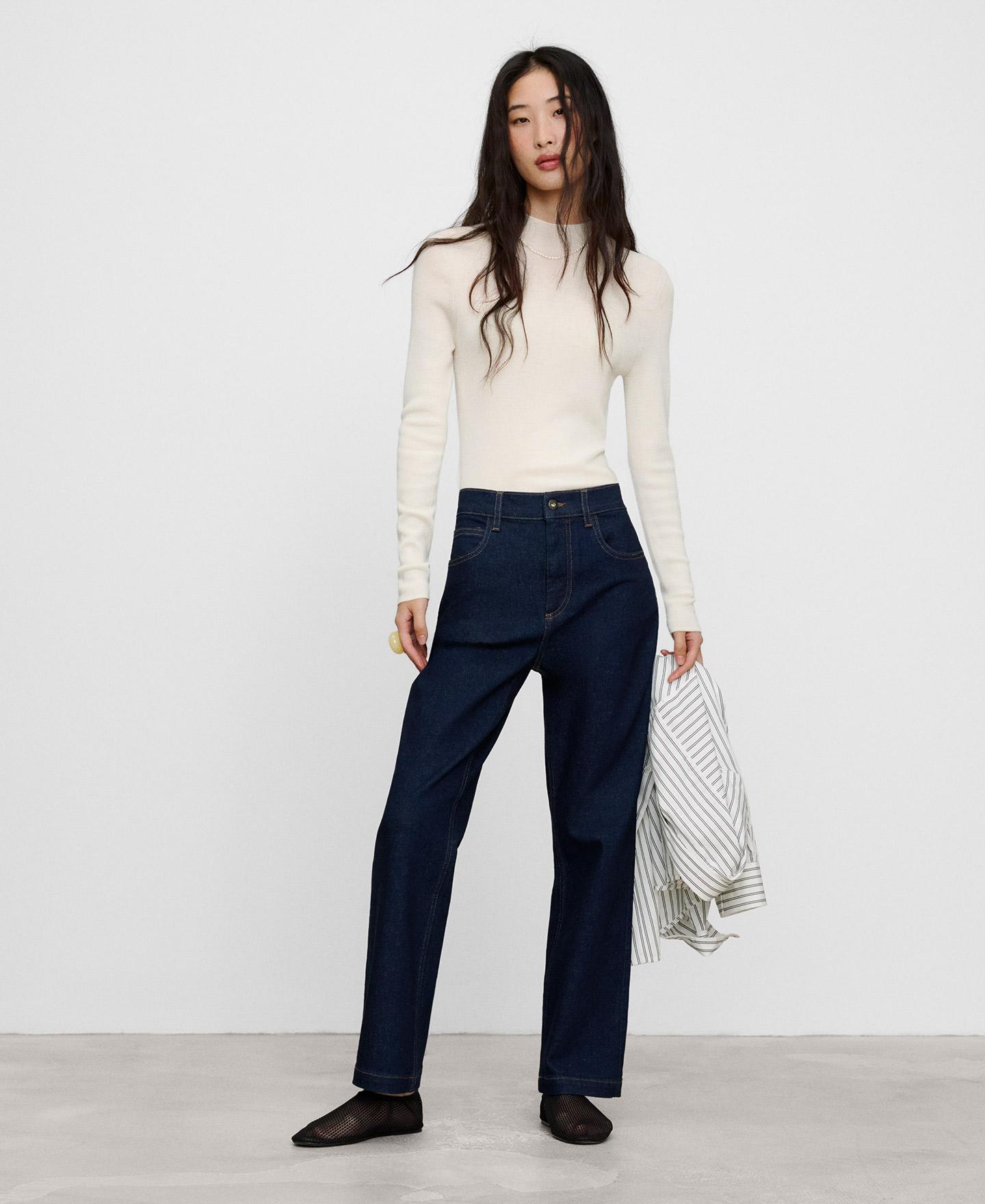 Vaqueros rectos de mujer denim confort con cinco bolsillos - Adolfo Dominguez - Azul denim Azul denim-2